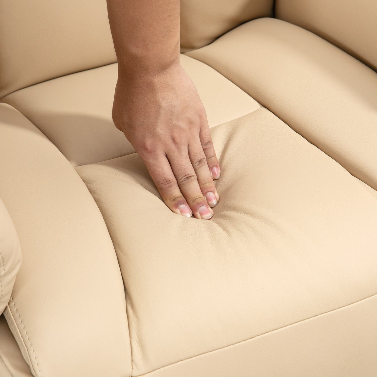 Liggstol, konstläder, 360° vridbar, beige