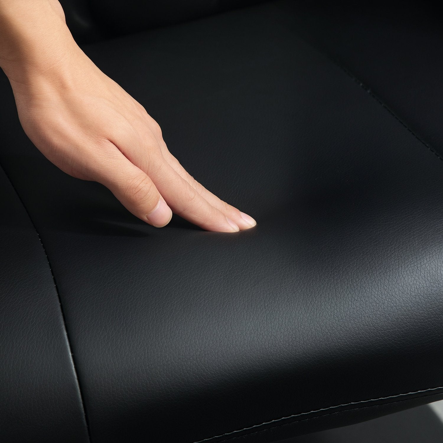 Liggstol med pall & justerbart ryggstöd, svart konstläder