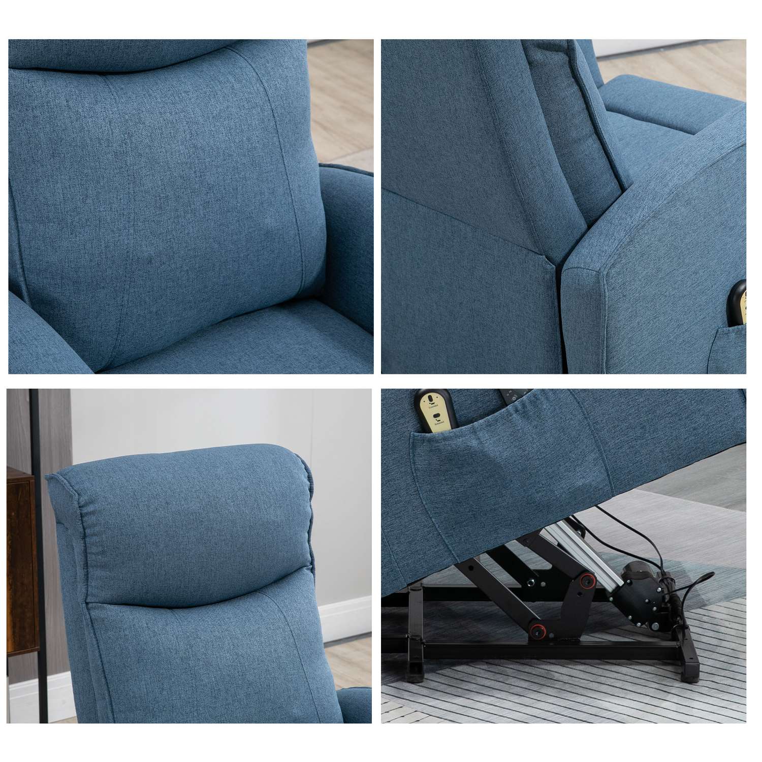 Liggstol med ståhjälp, massage och fotstöd