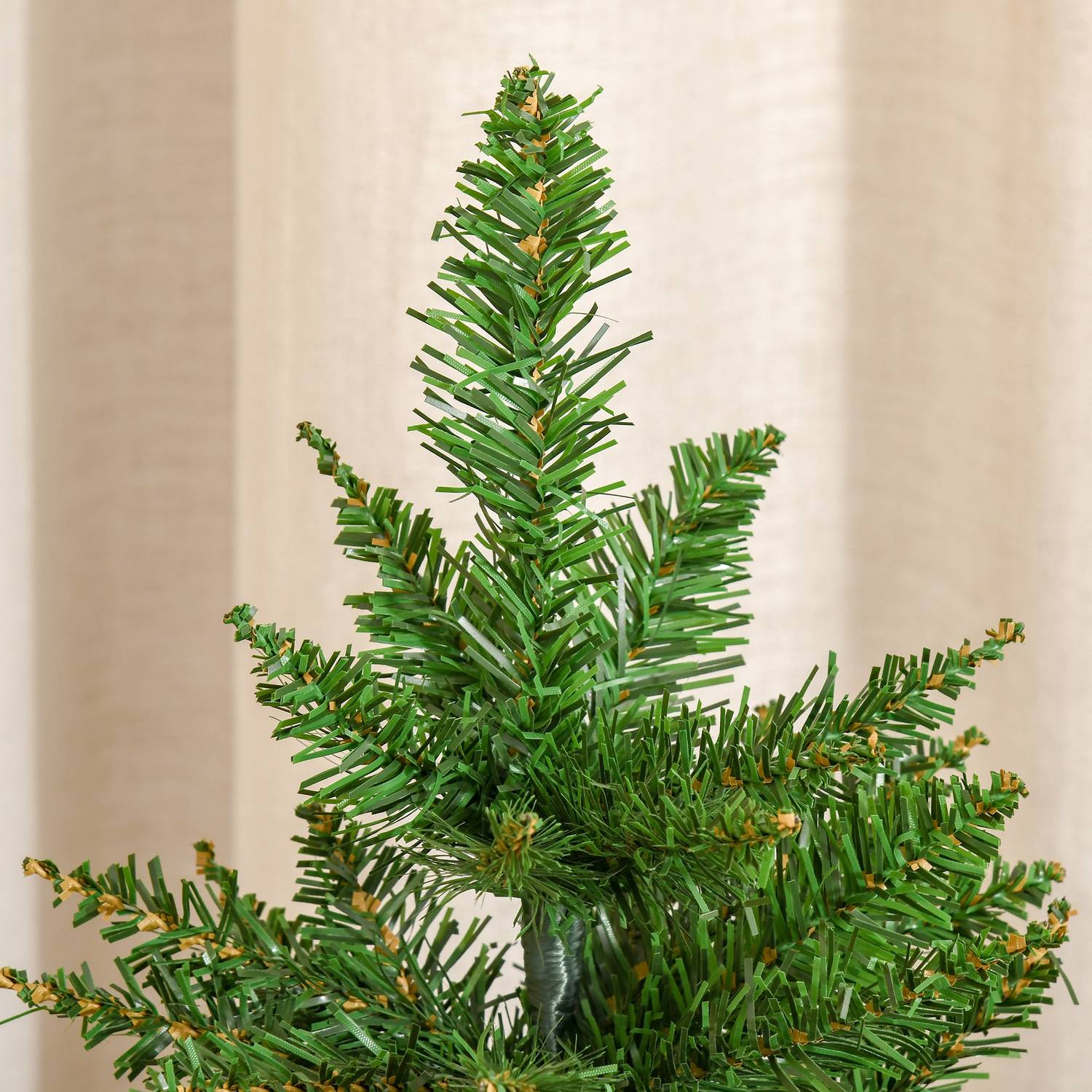 Kleine kunstmatige kerstboom van 60 cm voor op tafel, linnen voet
