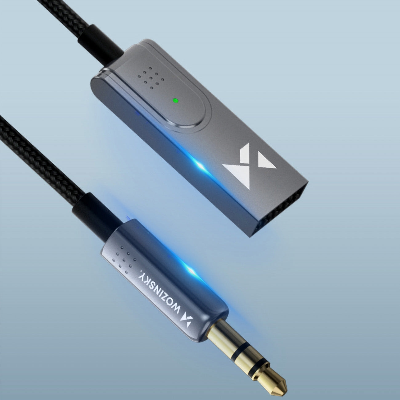 Ljudadapter med Bluetooth 5.3-mottagare och 3,5 mm AUX miniJack-kontakt och USB-A
