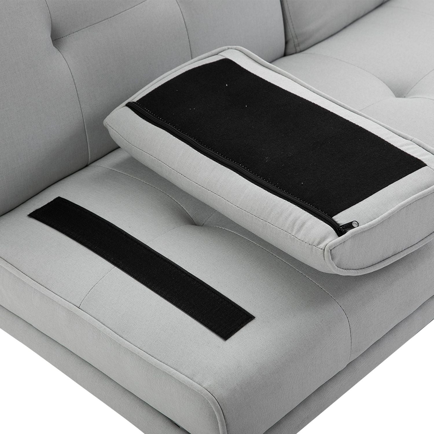 Ljusgrå bäddsoffa i linne, 3-sits, 181x77x72 cm