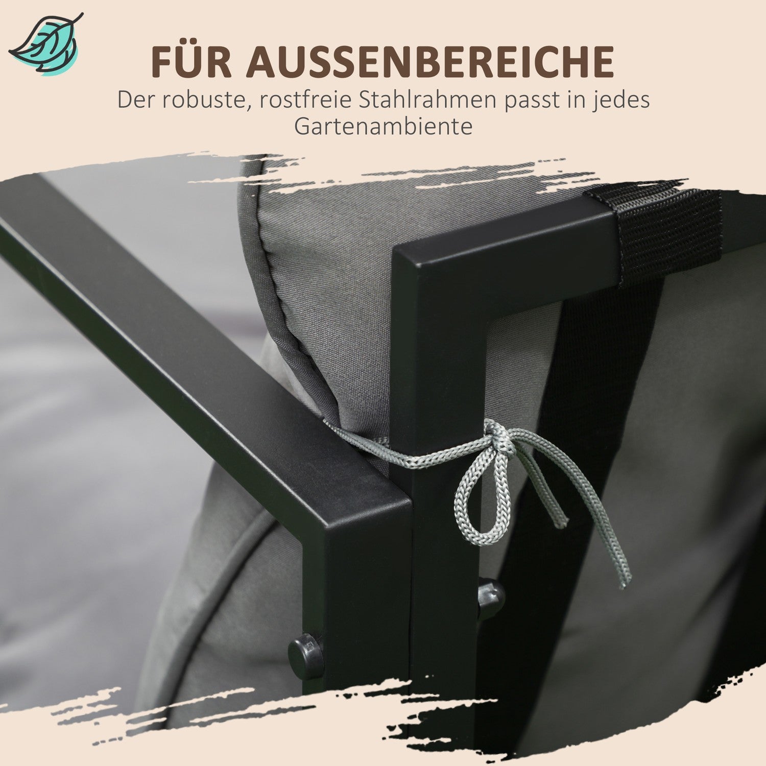 Loungeset utomhus med kuddar – soffa, fåtöljer, bord