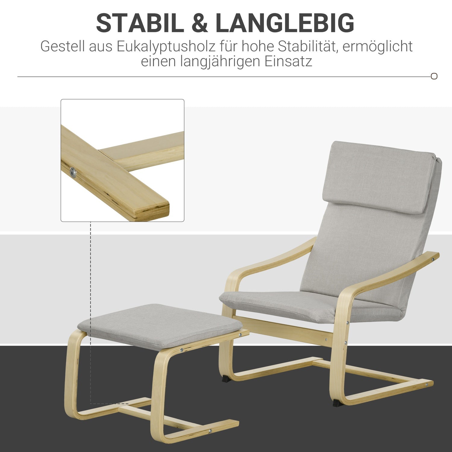 Loungestolar Set med pall - Linneöverdrag, ljusgrå