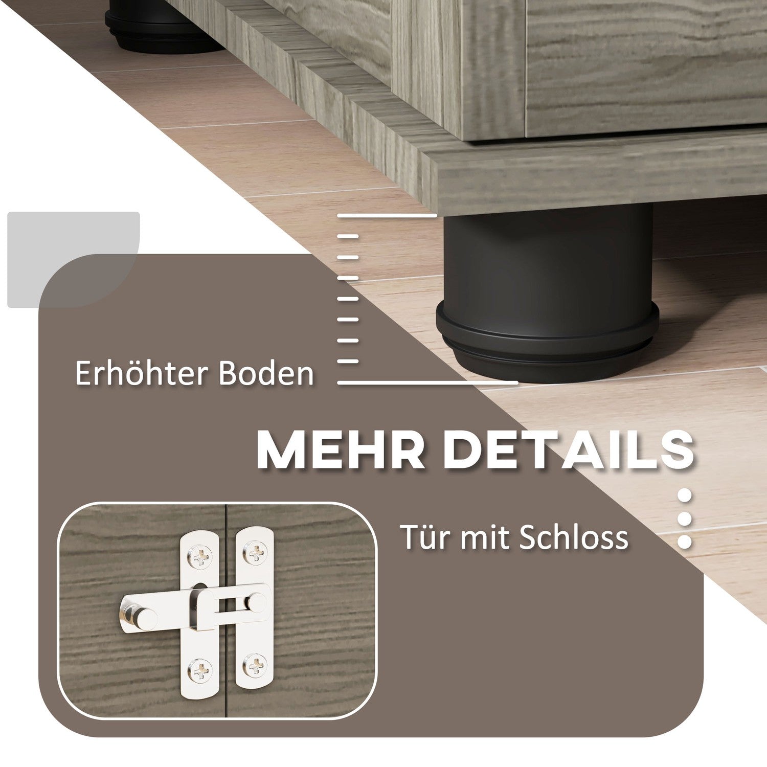 Låsbar Grå Hundkennel med Dyna, 80x56x63cm