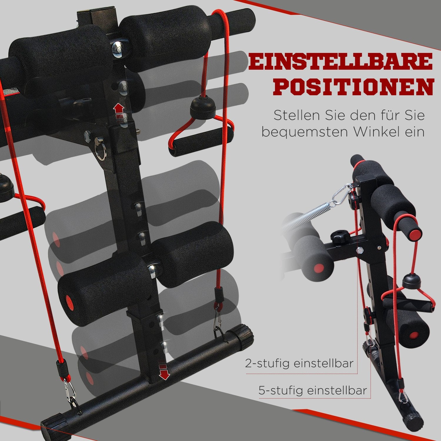 Justerbar sittbänk med motståndsband, kapacitet 120 kg