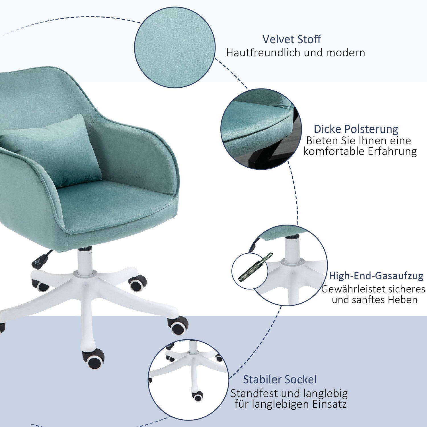 Kontorsmassagestol – USB-vibration, svankstöd, 78-86 cm