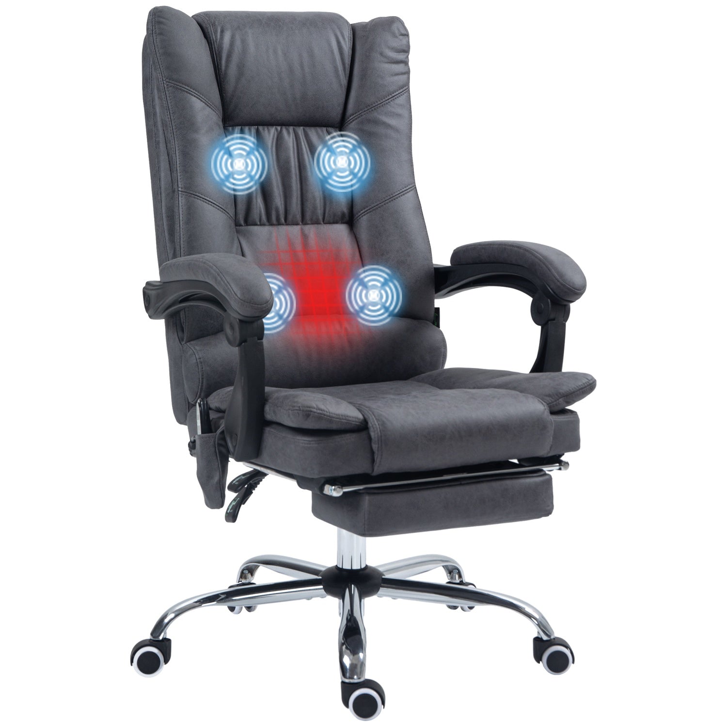 Ergonomisk kontorsstol med värme & fotstöd, mikrofiber