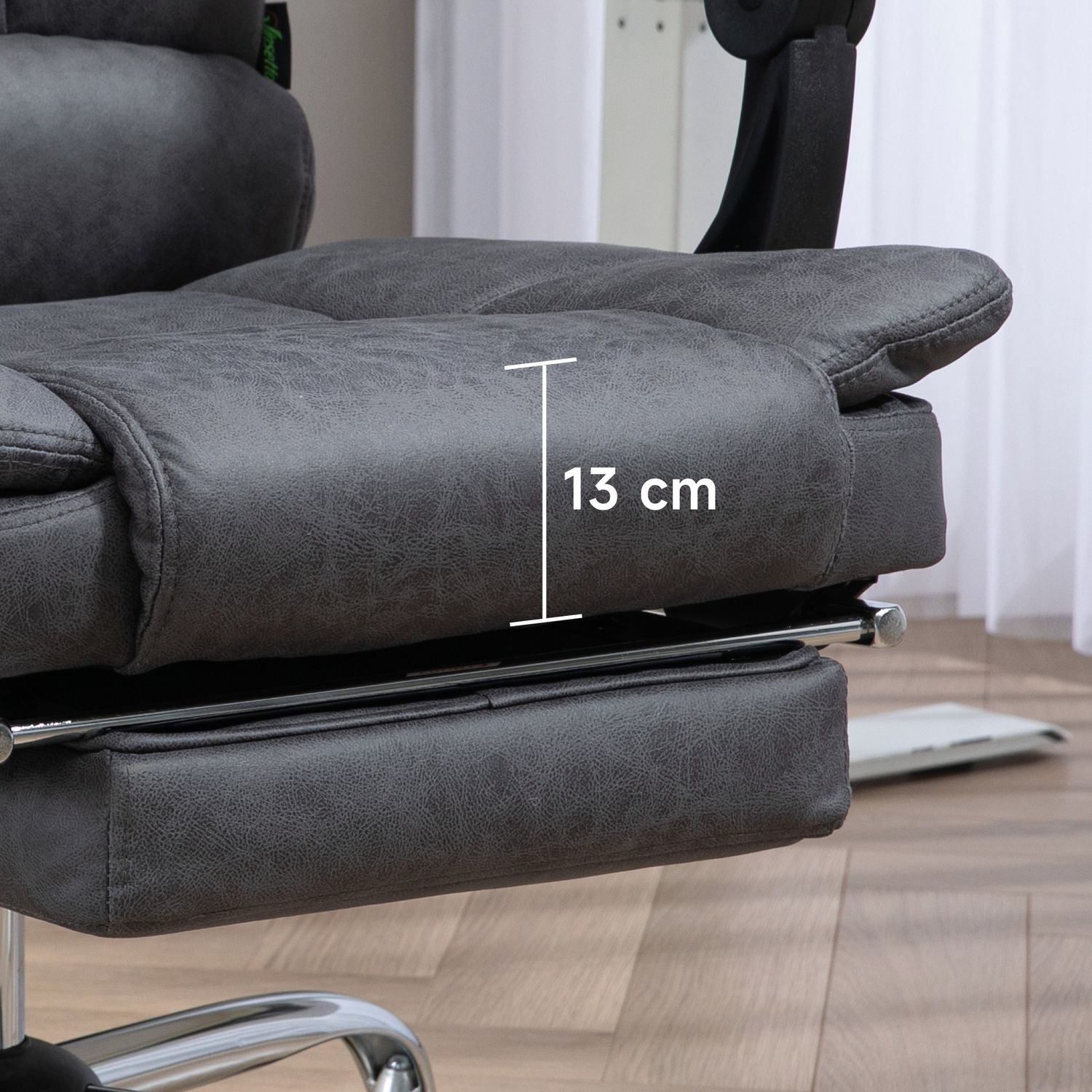 Ergonomisk kontorsstol med värme & fotstöd, mikrofiber