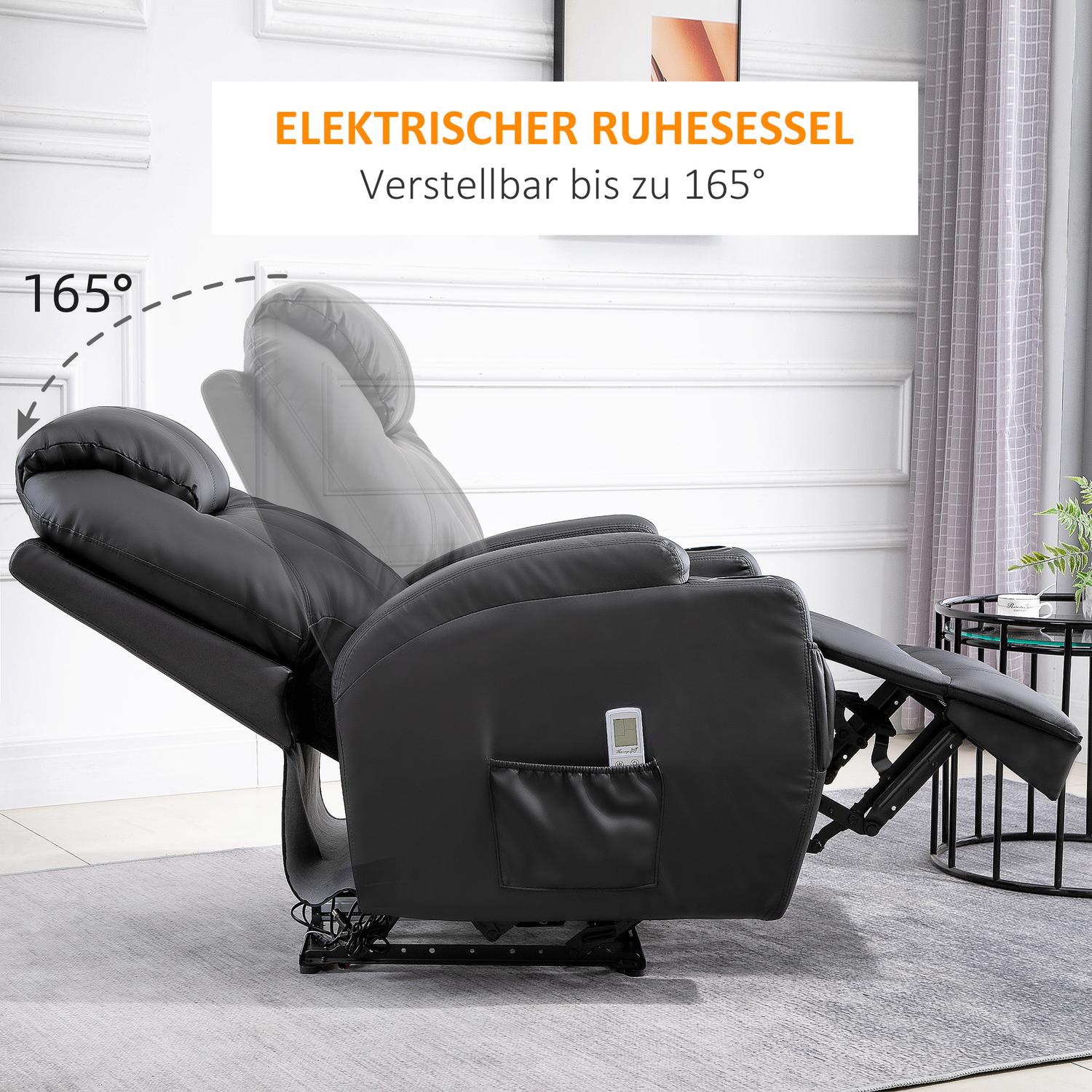 Svart massagestol i konstläder – liggande avslappning