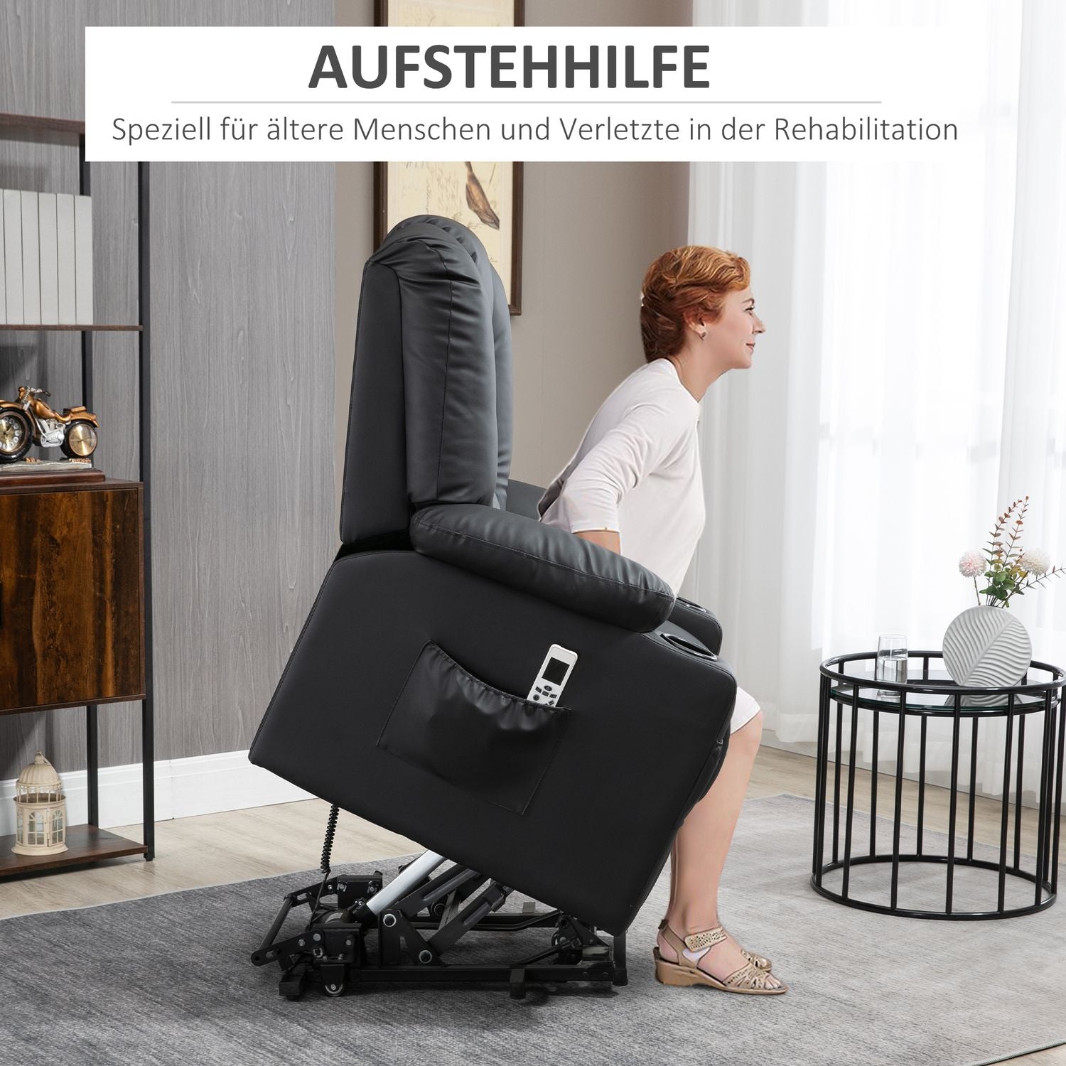 Liggande massagestol, USB & Fjärrkontroll, 150 kg Kapacitet, Svart