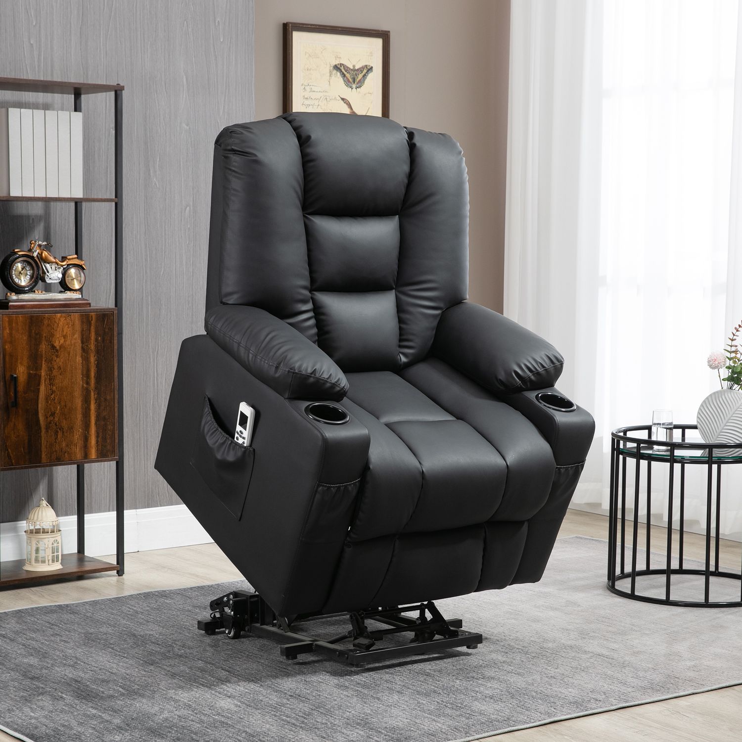 Liggande massagestol, USB & Fjärrkontroll, 150 kg Kapacitet, Svart