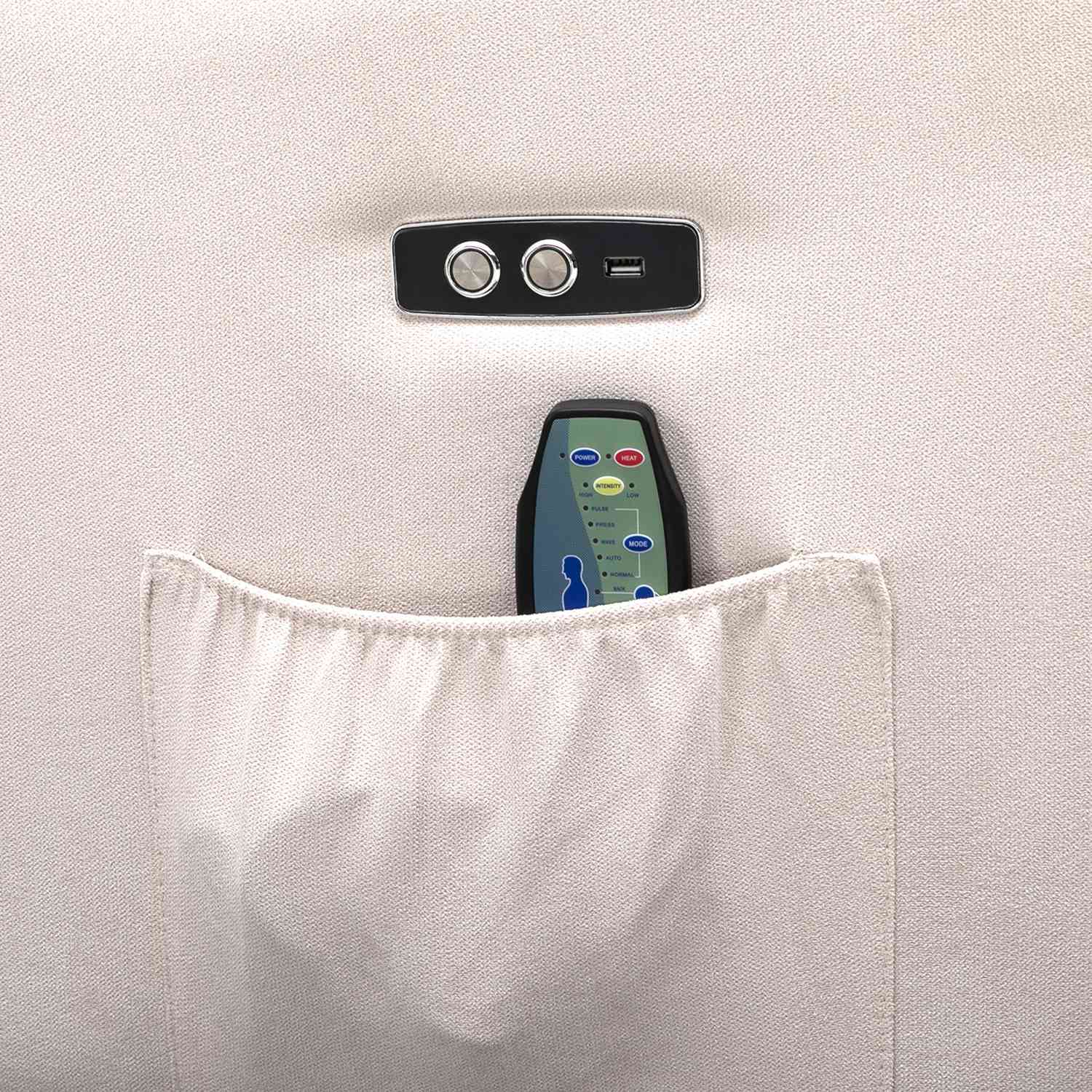 Uppvärmd massagestol med USB-fjärrkontroll, justerbar plysch