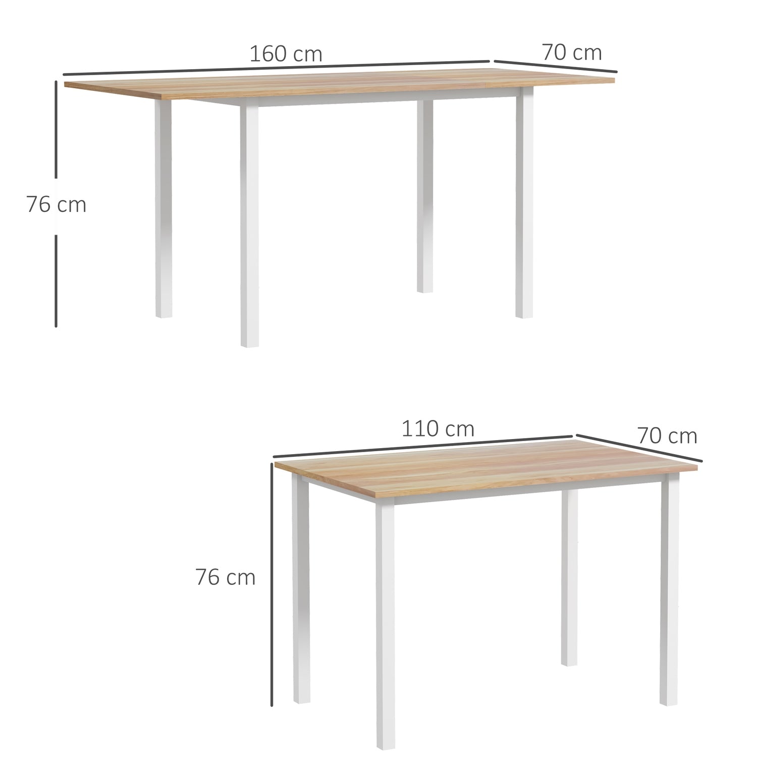 Utdragbart matbord för 6, stålstomme, brun finish