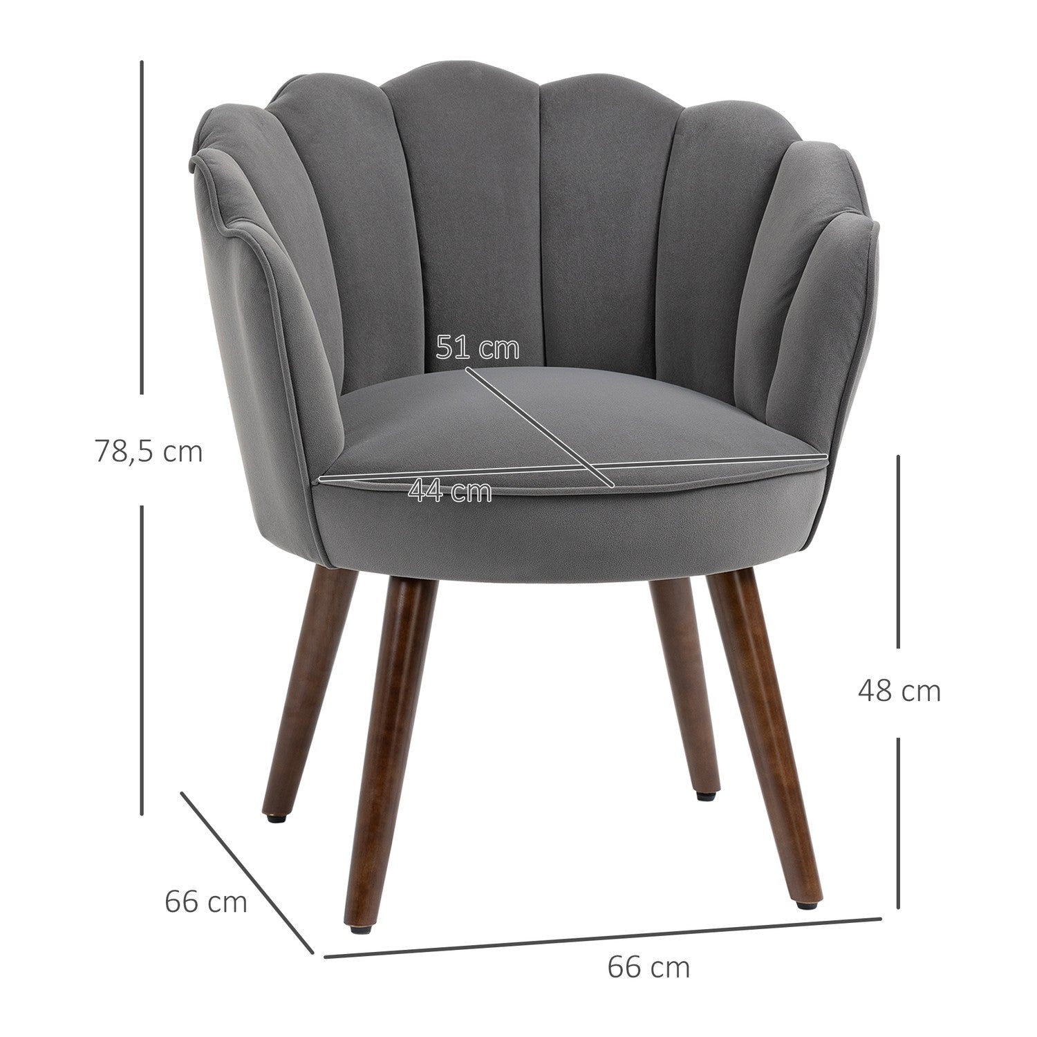 Mörkgrå polyesterfåtölj med ryggstöd, 66x72x79 cm