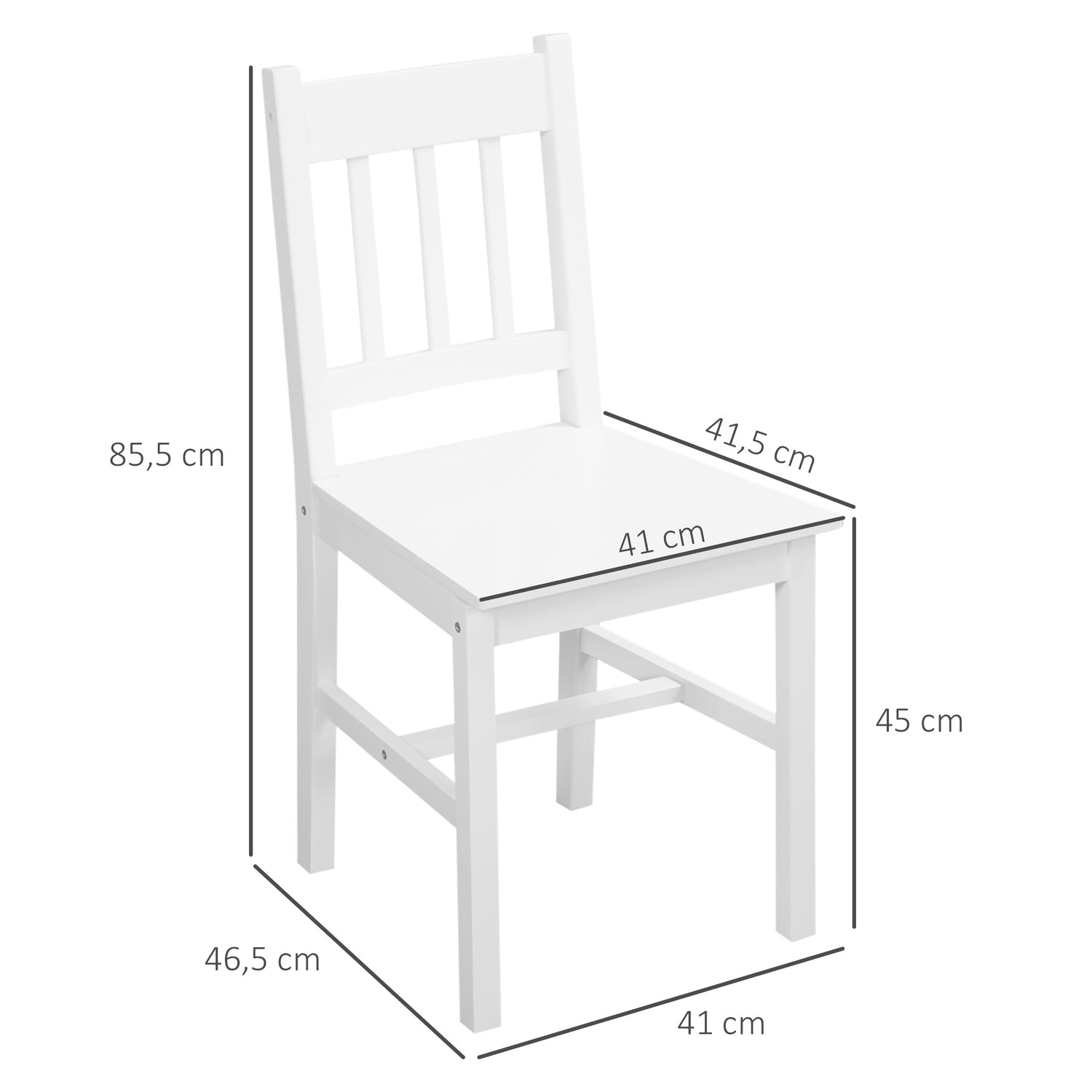 White Pine Wood Matsalsstol Set om 2 – 41x47x86 cm