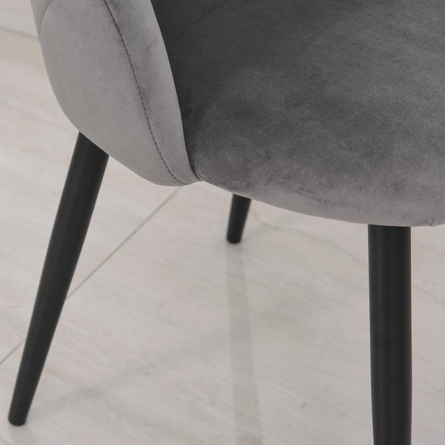 Sammetsmatsalsstolar Set om 2, Skandi Design, Grå