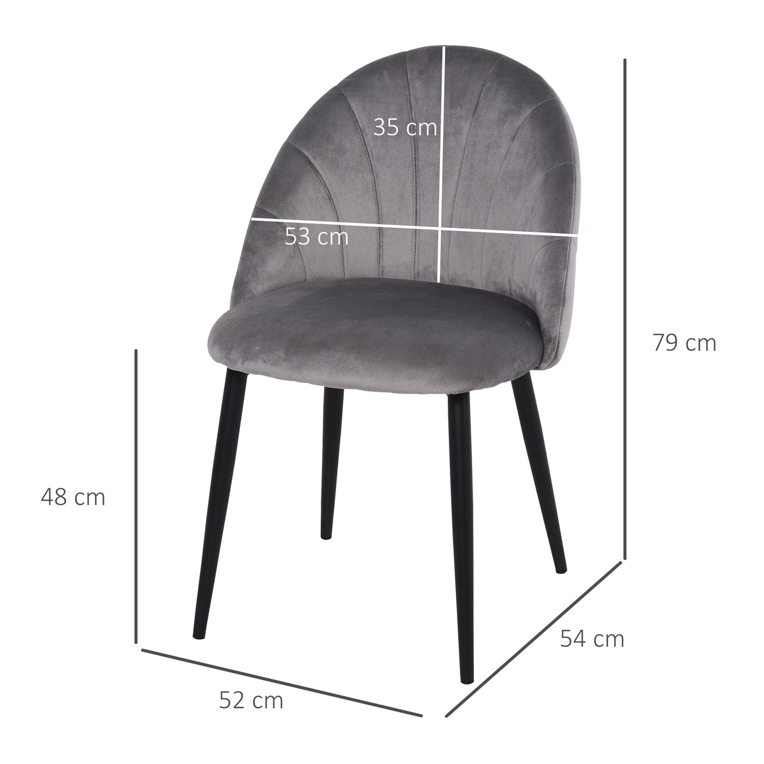 Sammetsmatsalsstolar Set om 2, Skandi Design, Grå