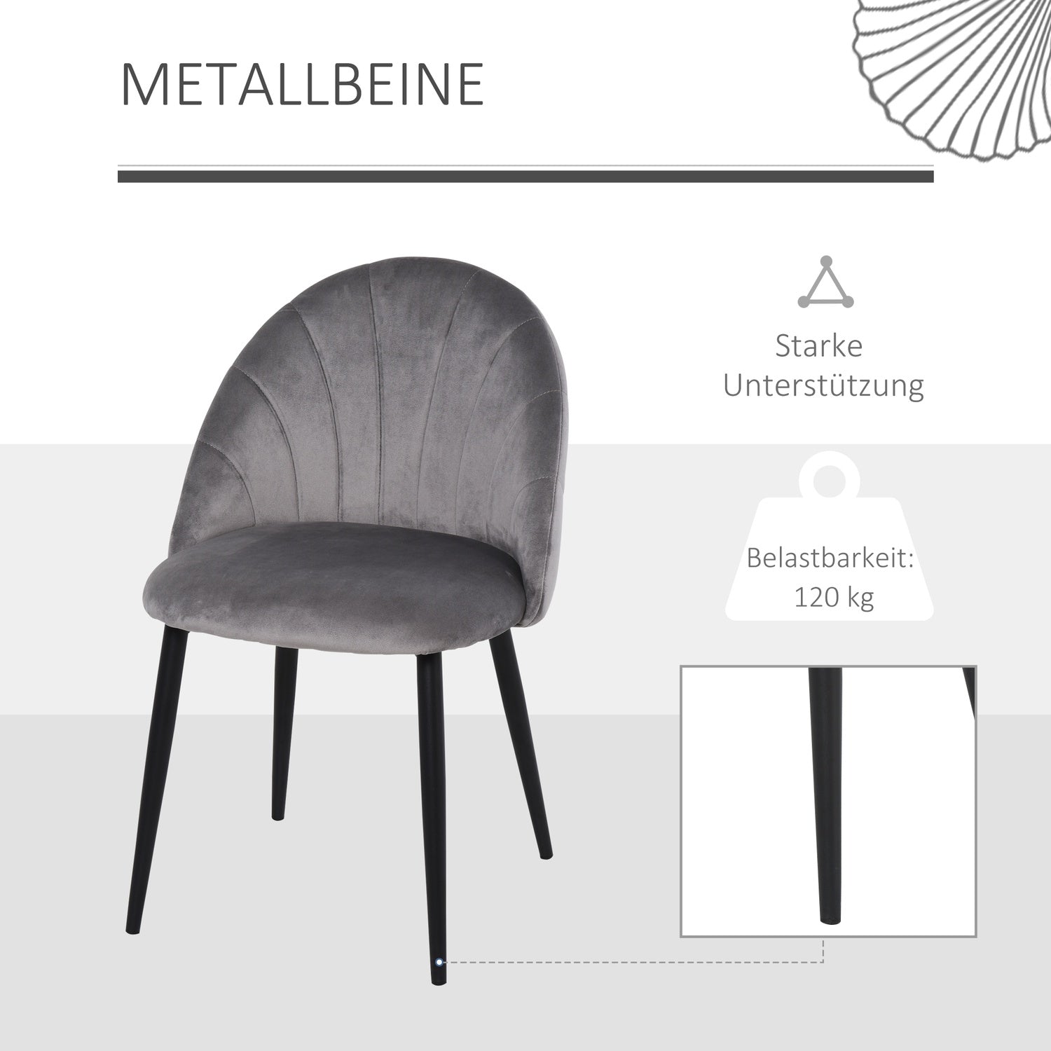 Sammetsmatsalsstolar Set om 2, Skandi Design, Grå