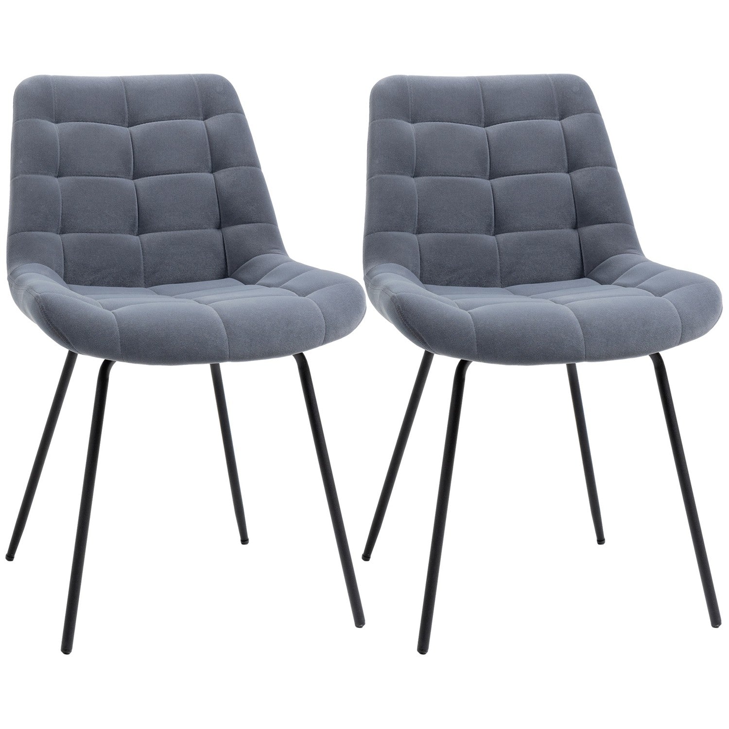 Sammetsmatsalsstolar, set med 2, retrodesign, grå