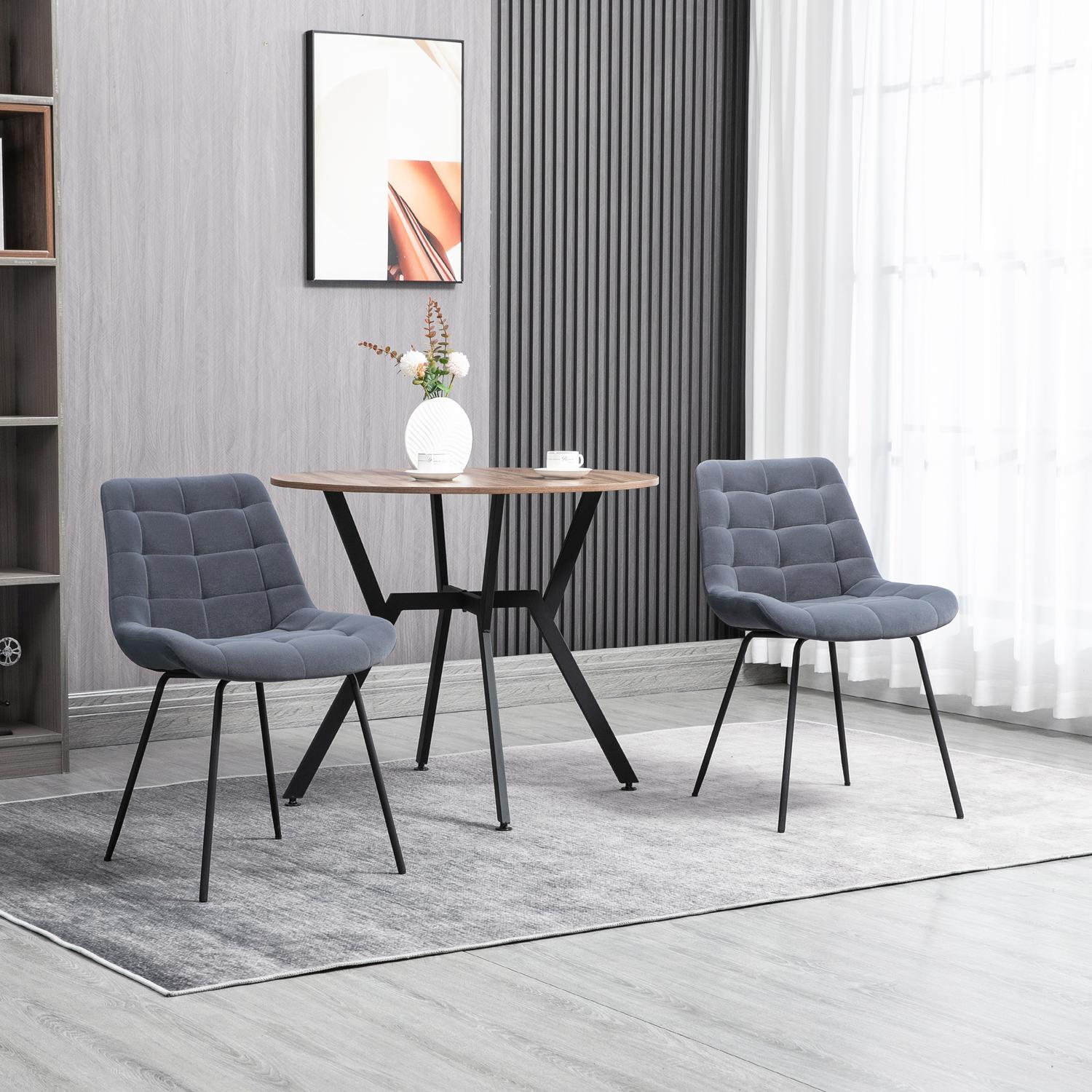 Sammetsmatsalsstolar, set med 2, retrodesign, grå