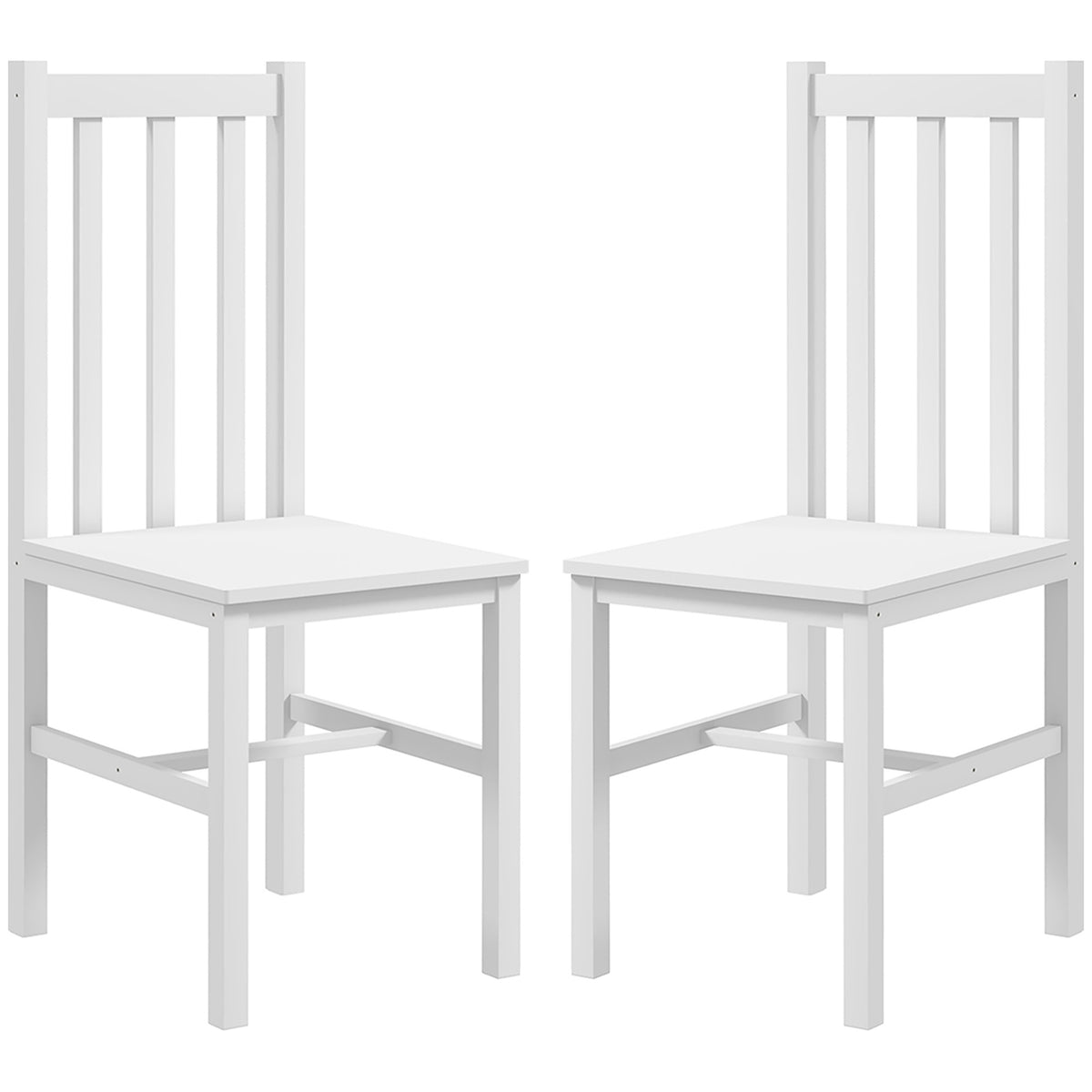Matstolar i vit furu, set med 2 – 120 kg kapacitet