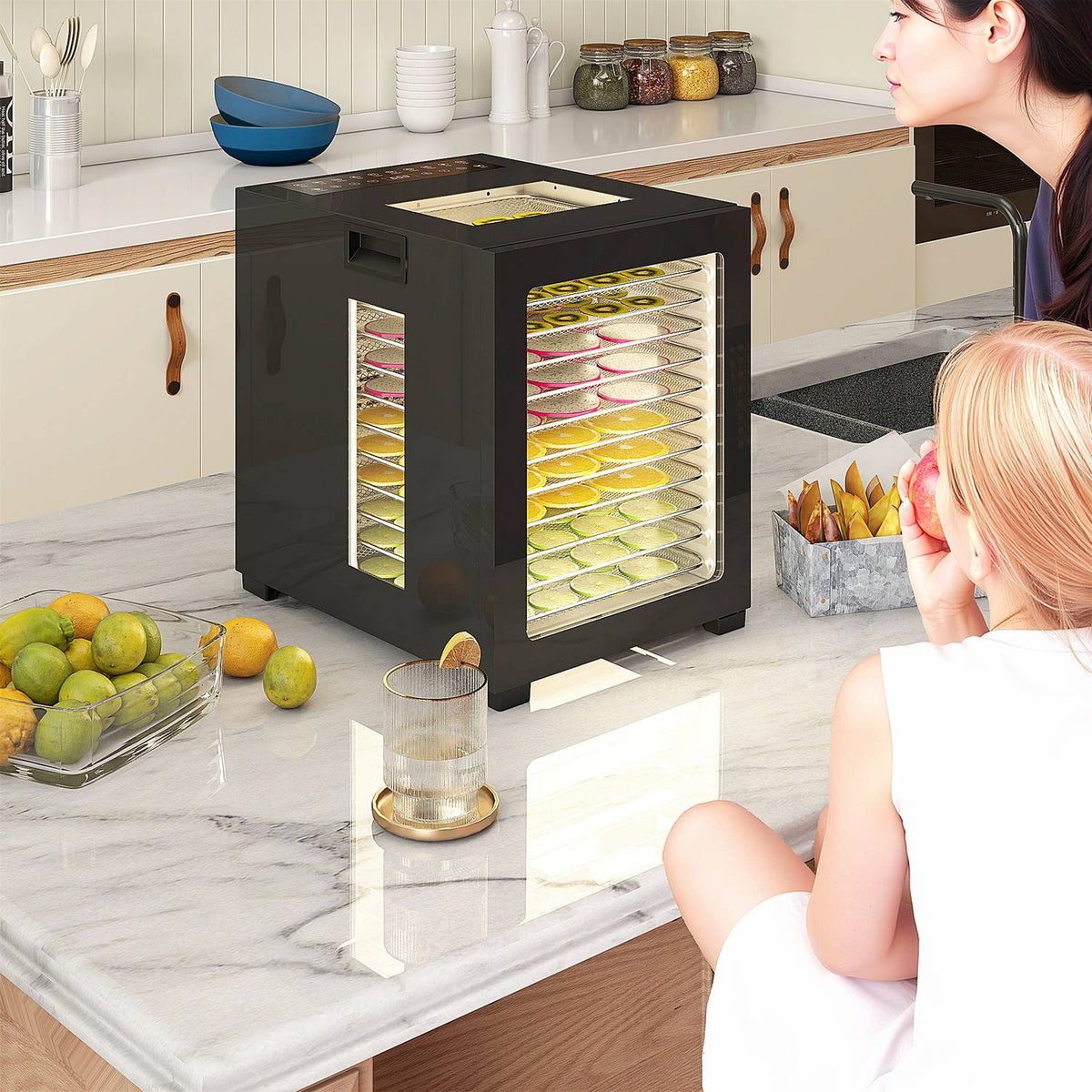 Sušička potravin, 850W, 12 nerezových táců, časovač