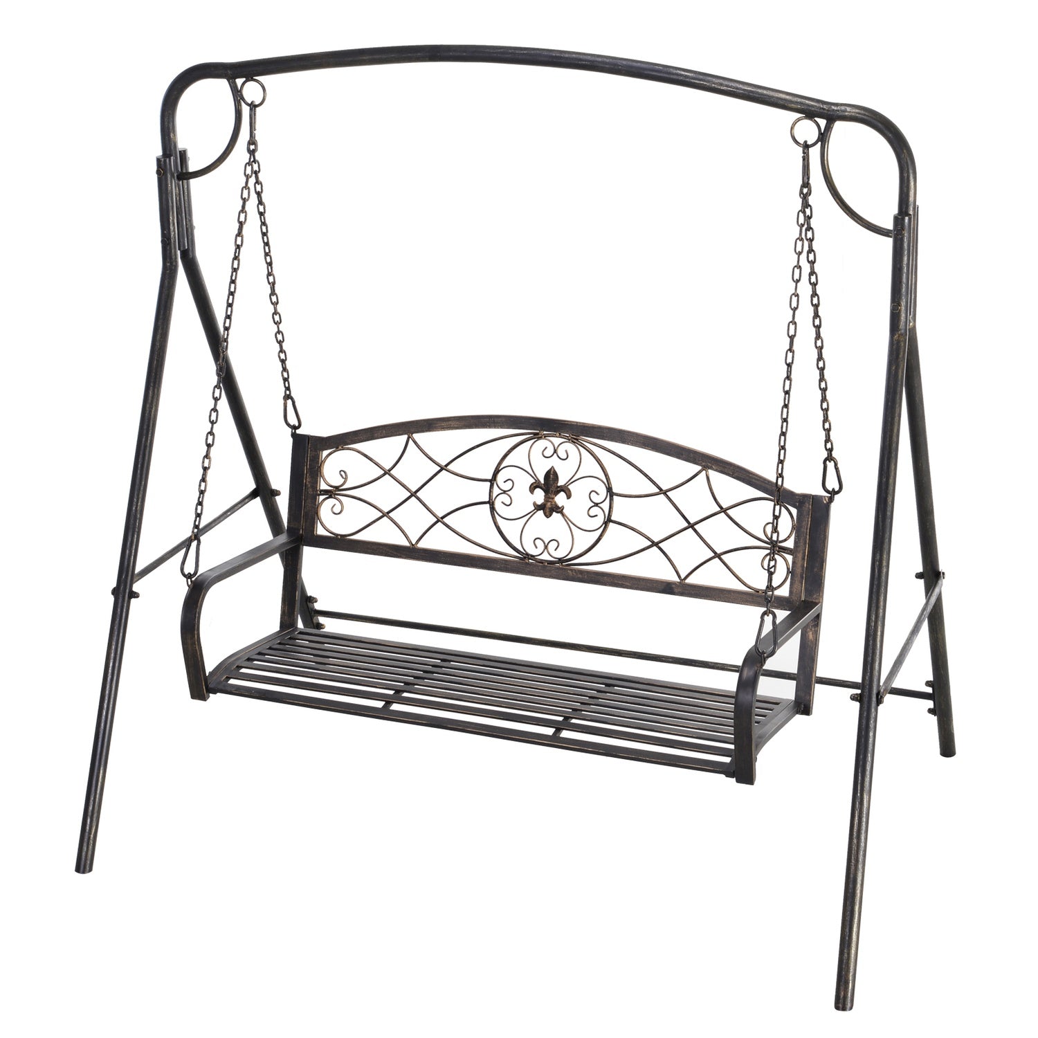 Metall trädgårdsgunga för 2, bronsfinish, 167x123x175 cm