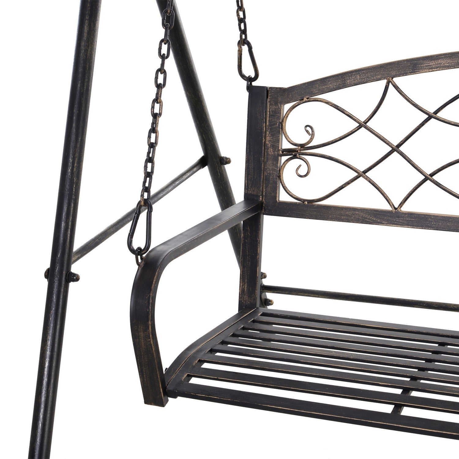 Metall trädgårdsgunga för 2, bronsfinish, 167x123x175 cm