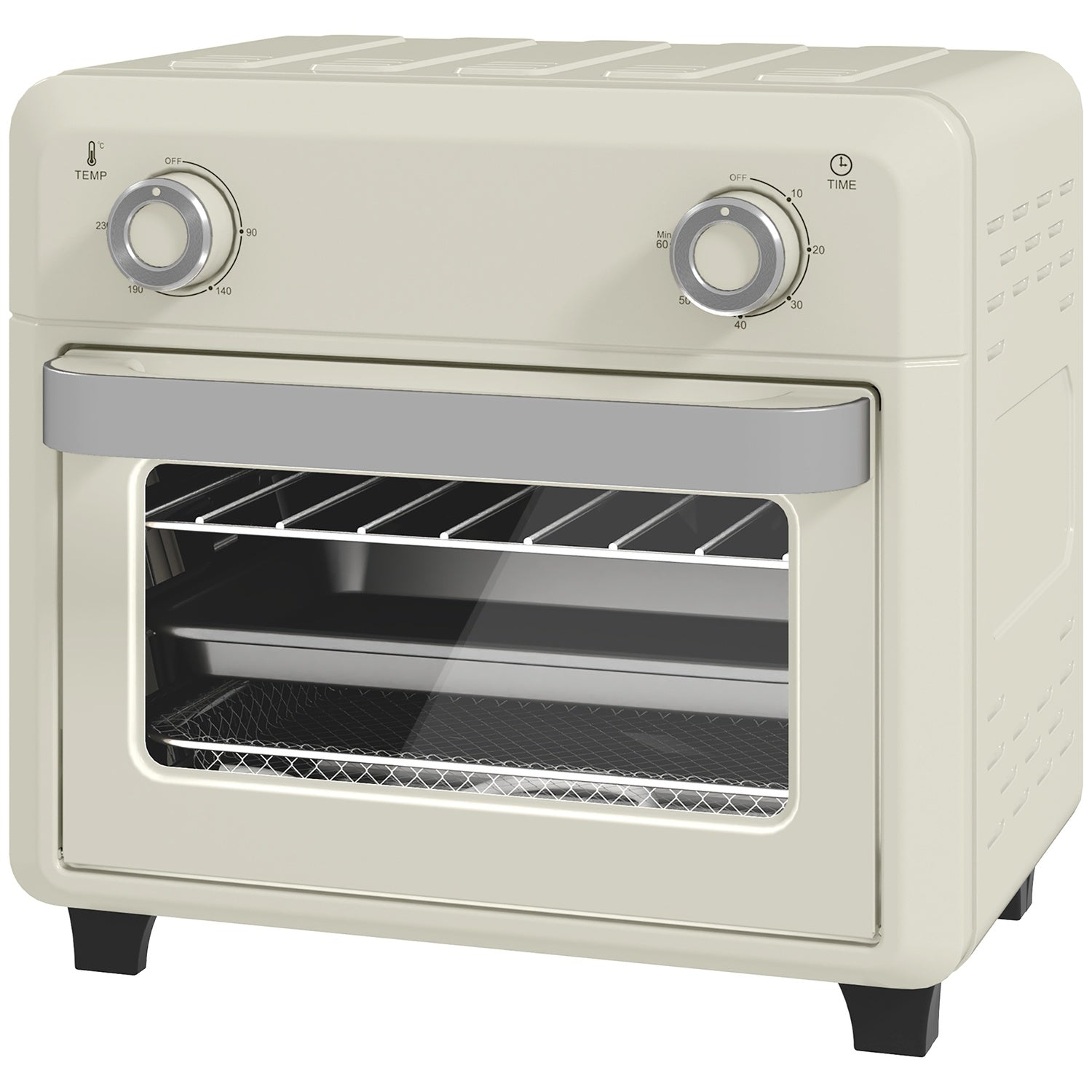 Mini Air Fryer Ugn 10L, Rostfritt Stål, Pekskärm, 1000W