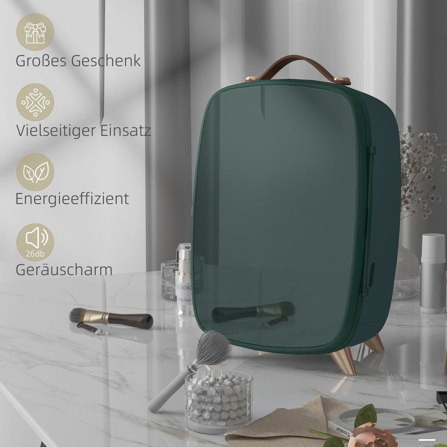 Minikylskåp 6L med hylla för kosmetika och drycker