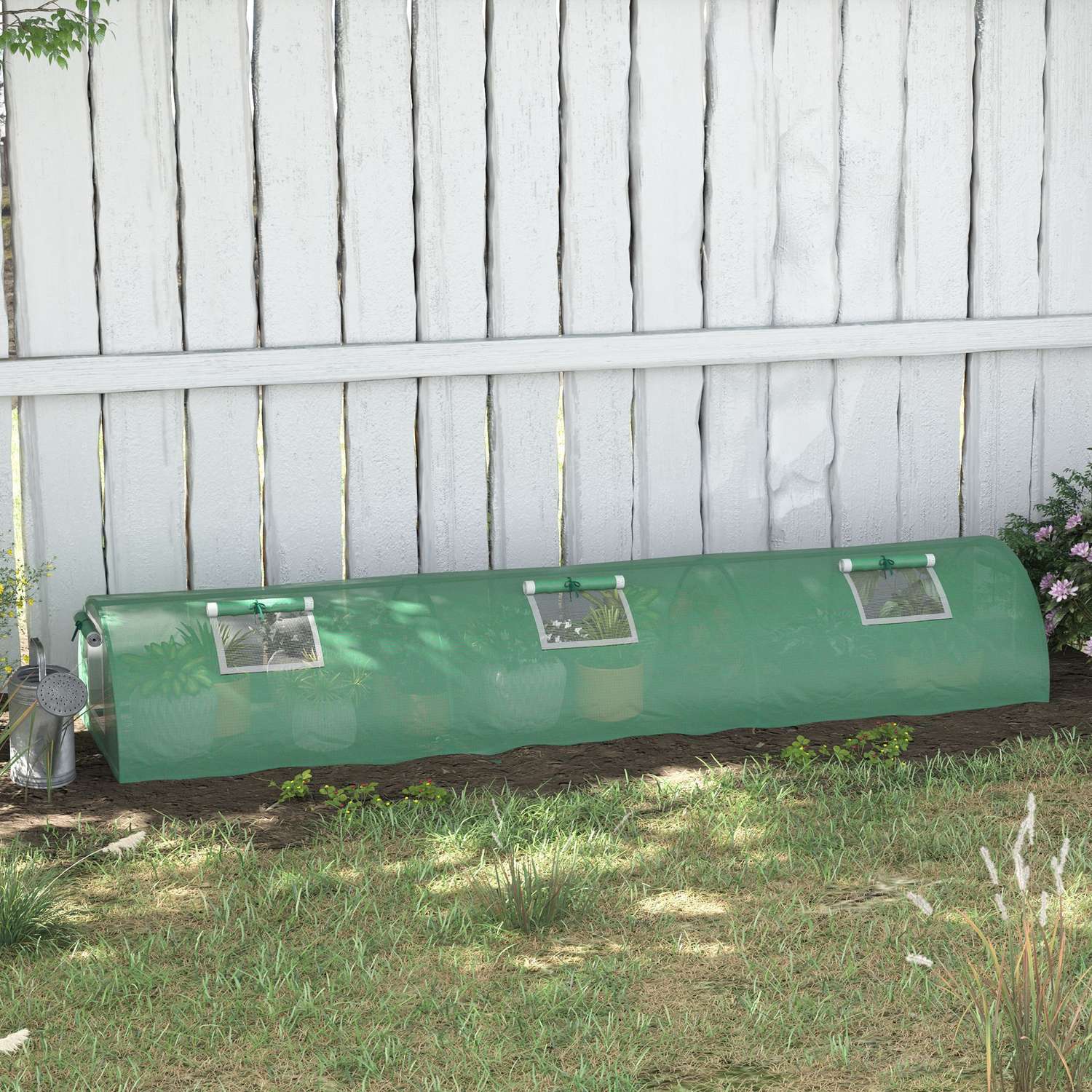 Minitunnelväxthus, UV-beständig PE-film, nätfönster
