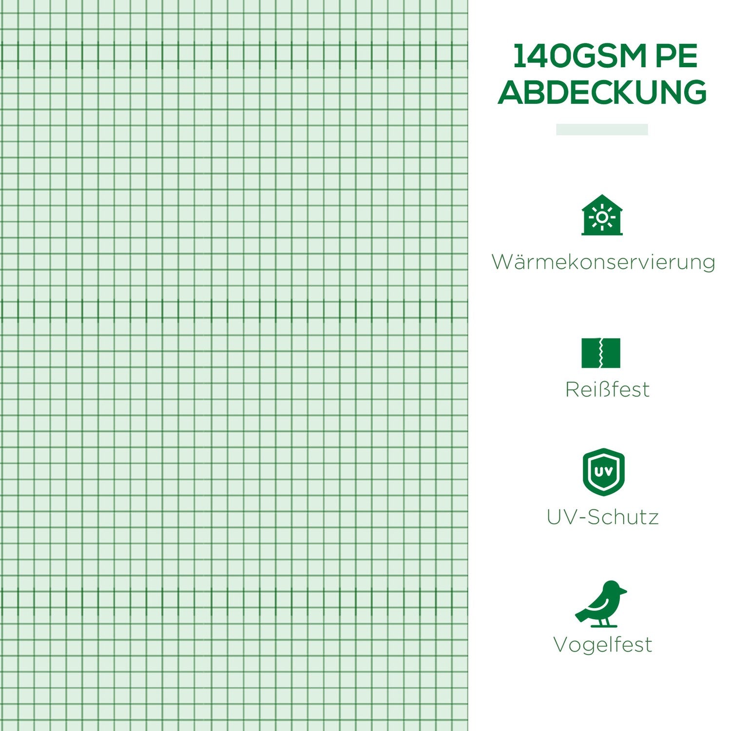 Minitunnelväxthus, UV-beständig PE-film, nätfönster