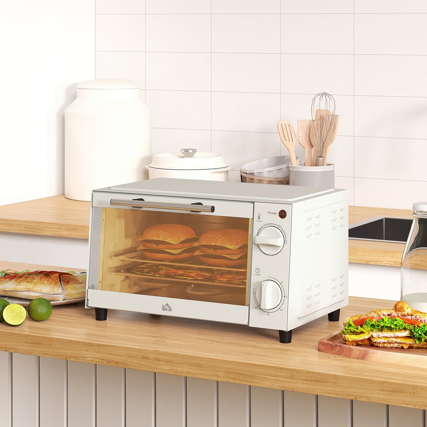 Miniugn 9L – 750W, Timer, Justerbar Temp, Gräddvit