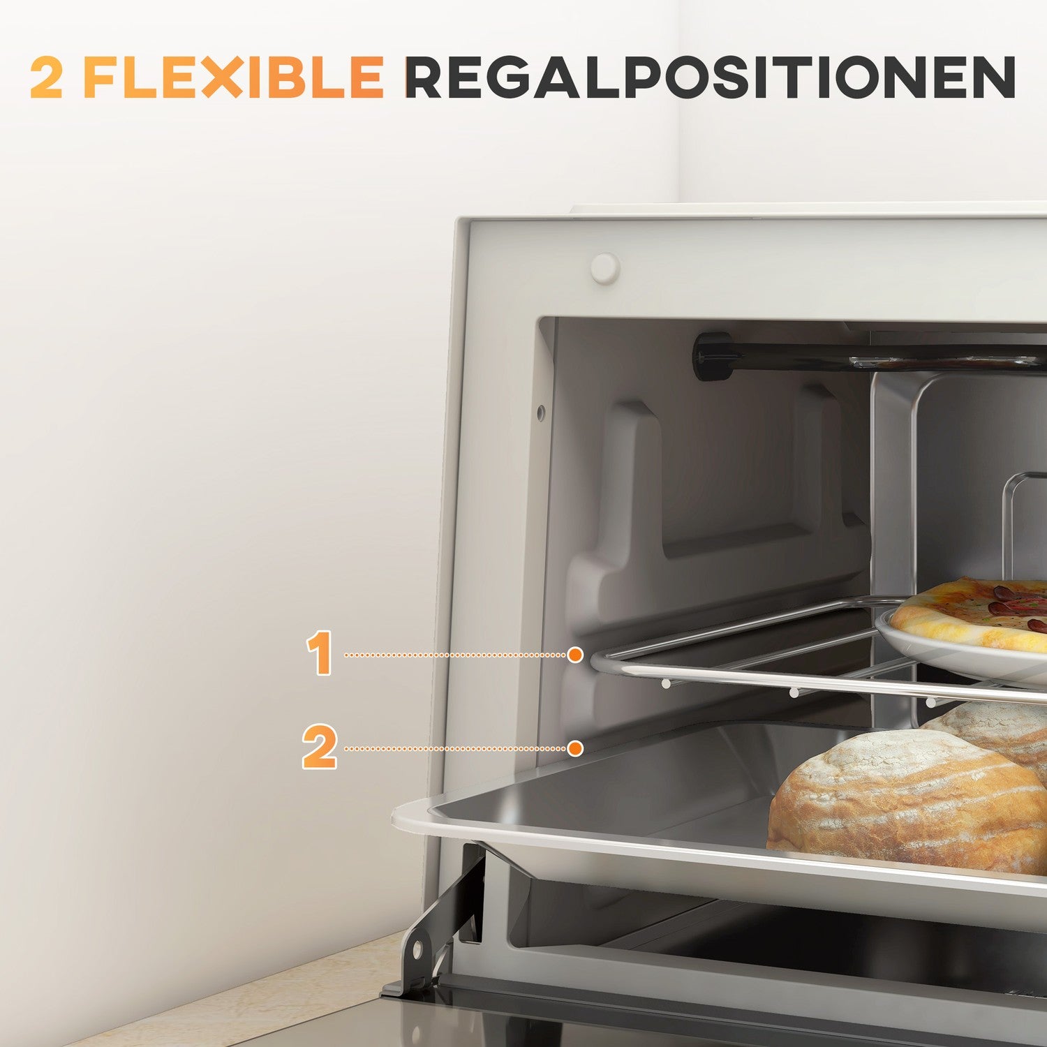 Miniugn 9L – 750W, Timer, Justerbar Temp, Gräddvit