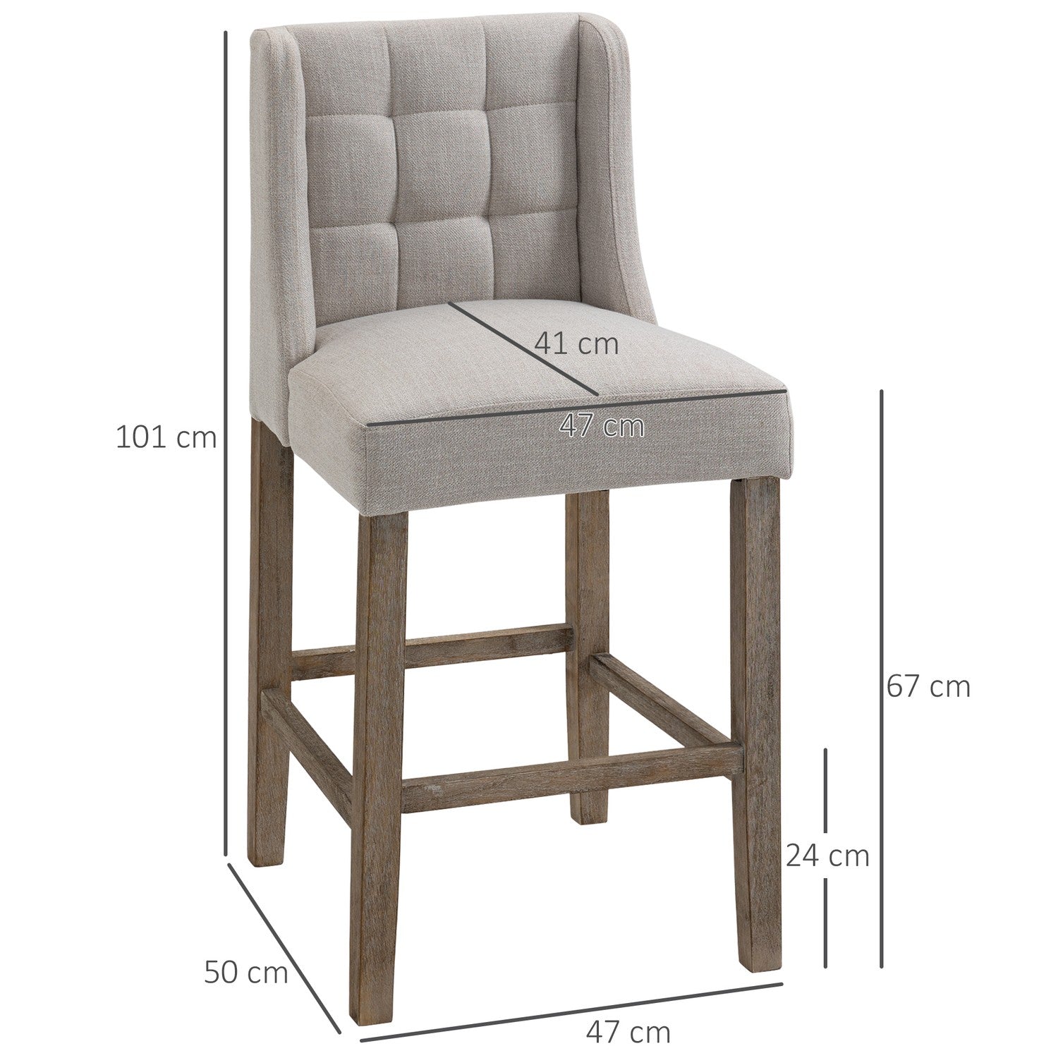 Modern beige barstolar set, låg rygg, linne, 2 st