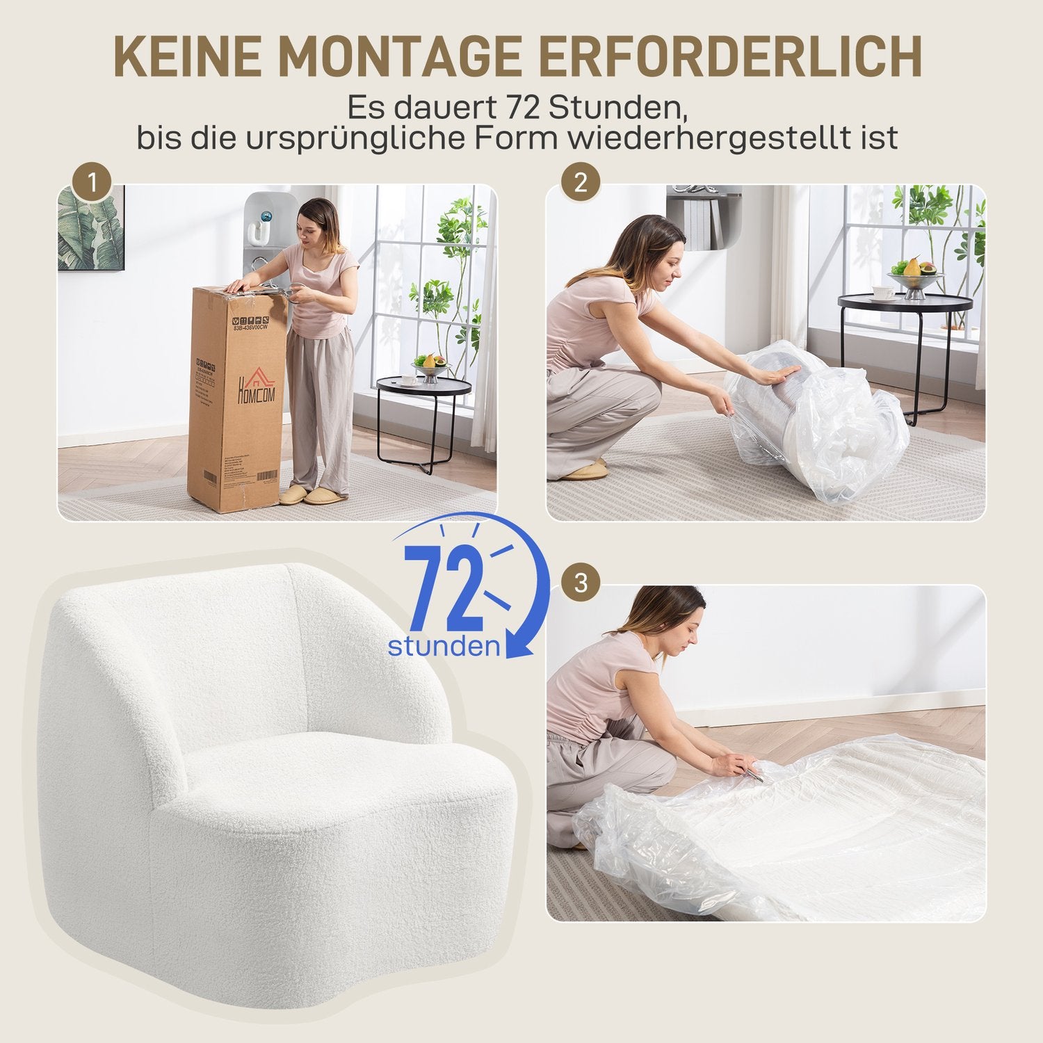 Modern fleecefåtölj – Mysig krämvit för hemmet