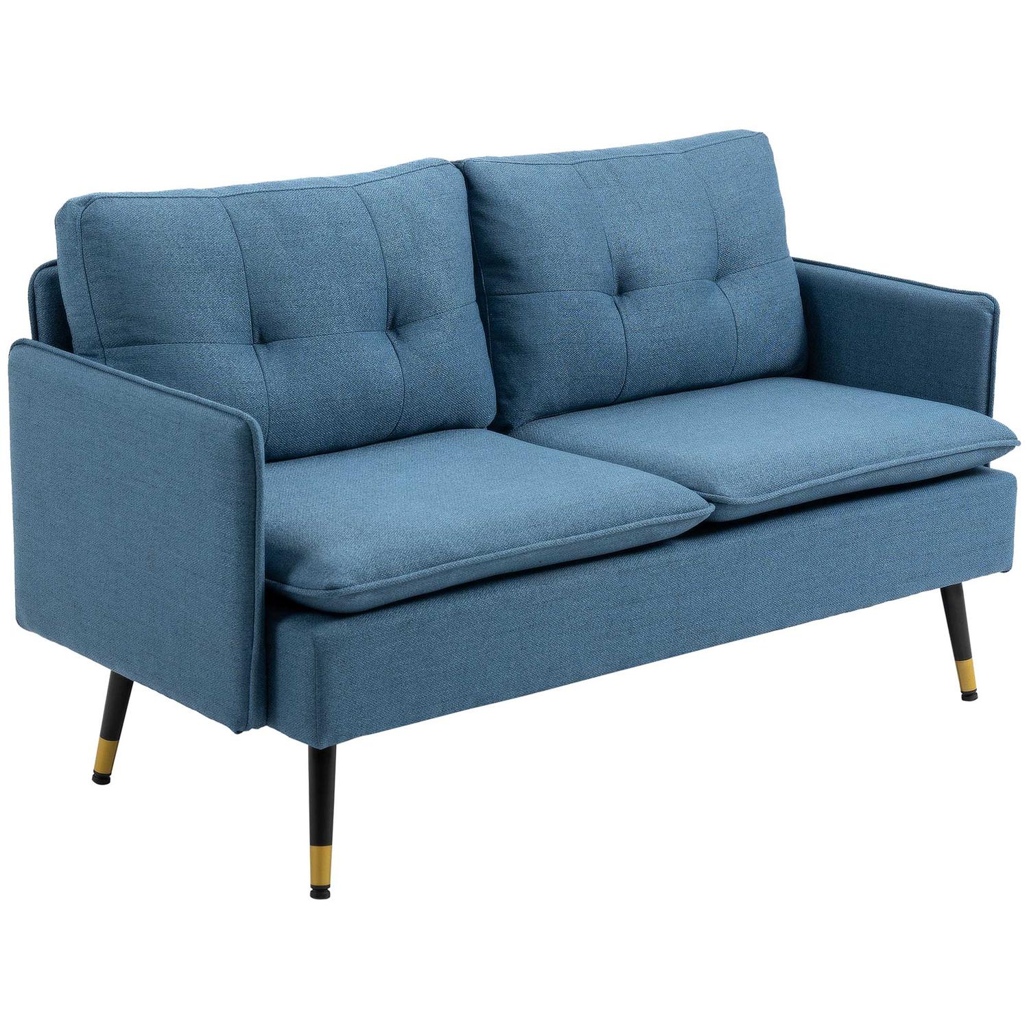 Modern mörkblå 2-sits soffa med tjocka kuddar