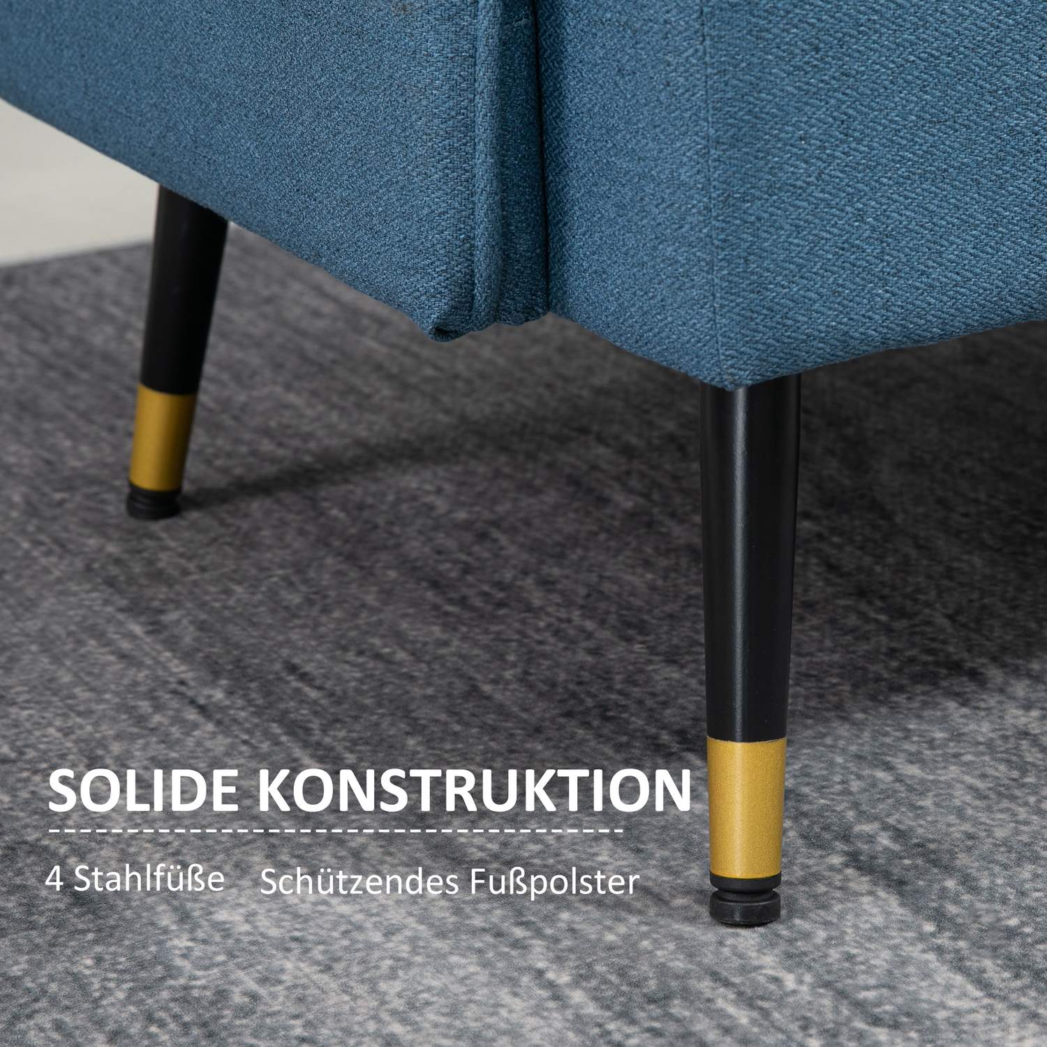 Modern mörkblå 2-sits soffa med tjocka kuddar