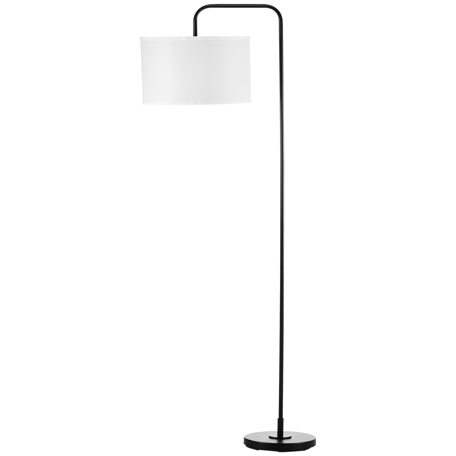 Modern svart metall golvlampa med lampskärm, 180 cm sladd