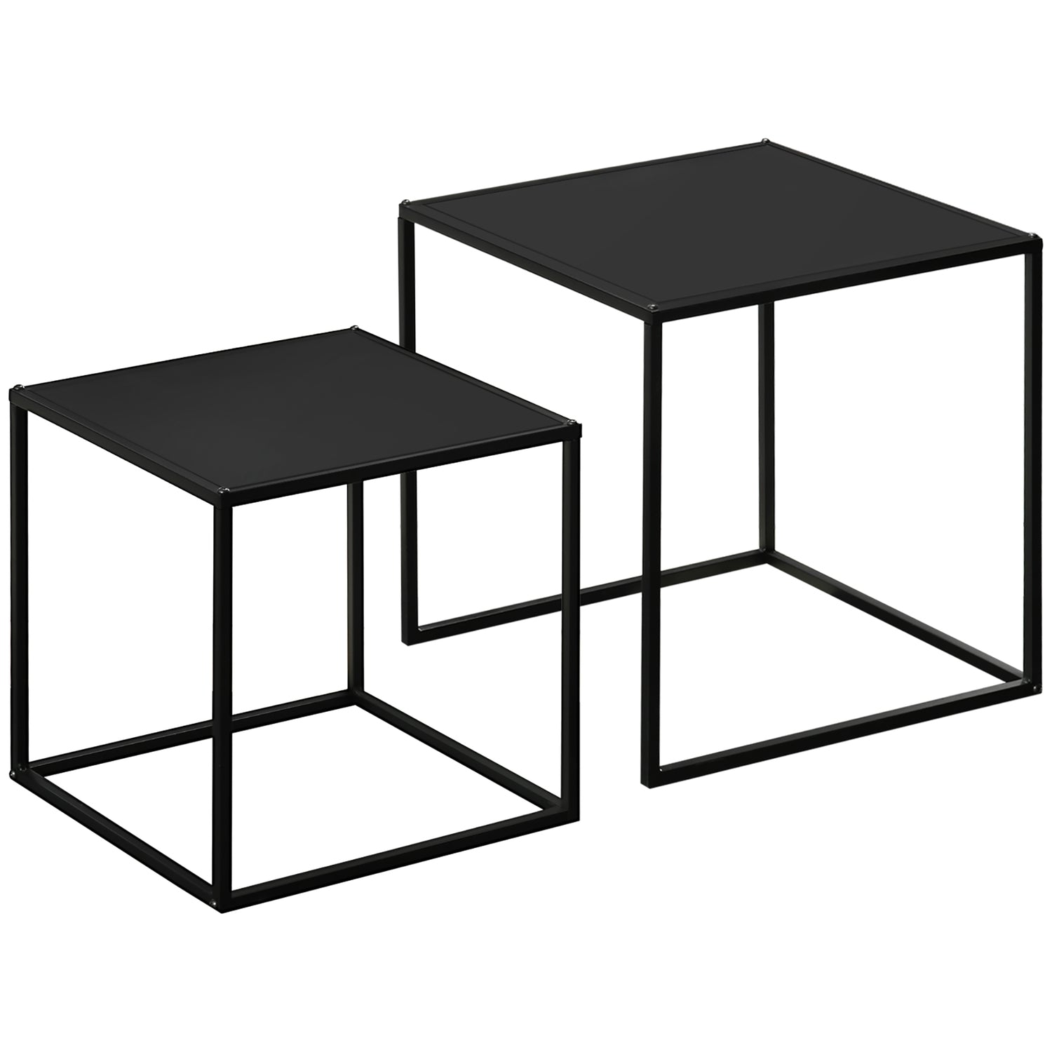 Modernt soffbord set om 2 – Svart stålstomme, 120x59x45Cm