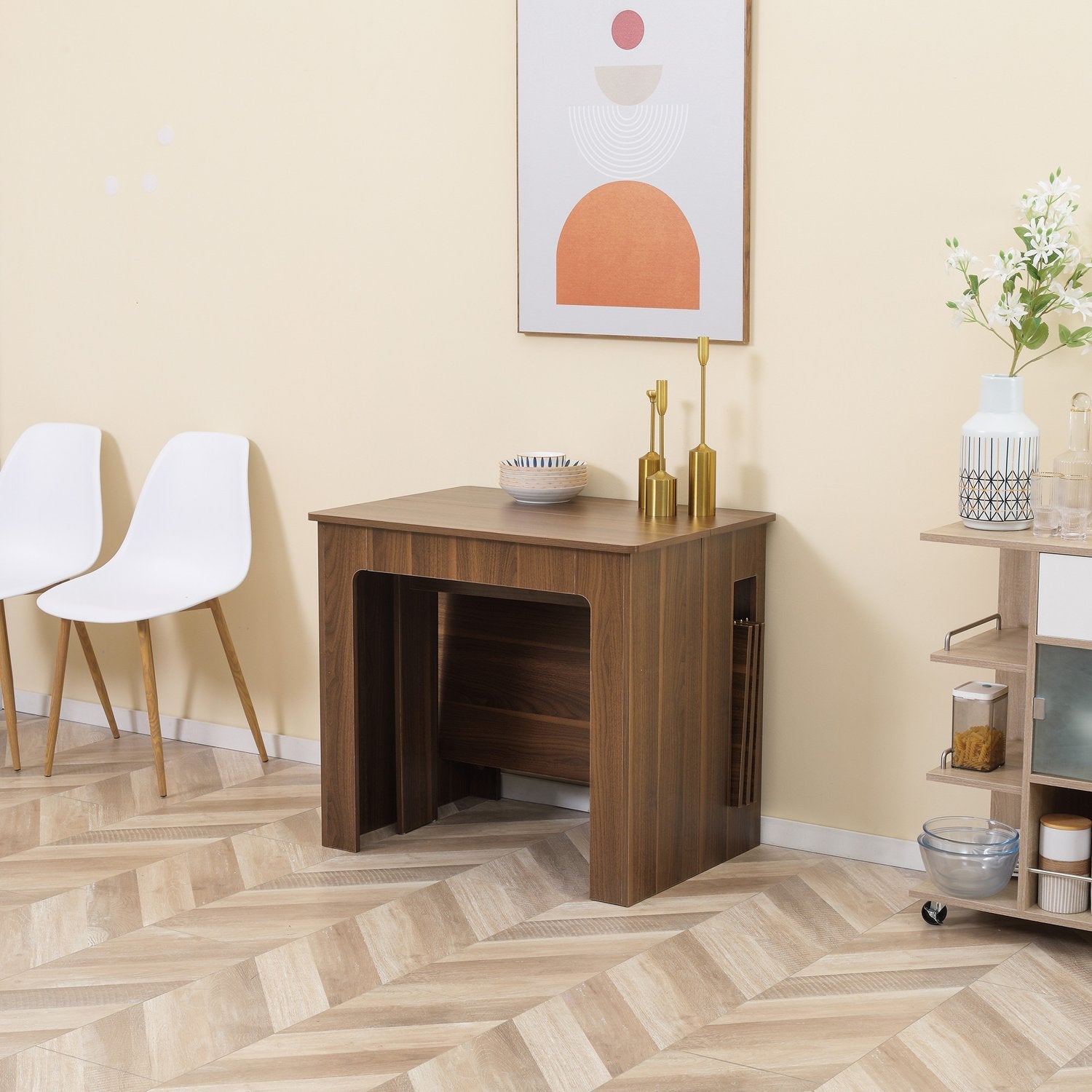 Modernt utdragbart brunt matbord, 180 x 85 cm