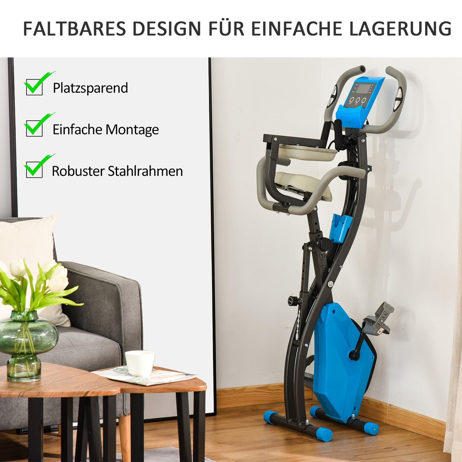 Motionscykel med justerbart motstånd och LCD-skärm