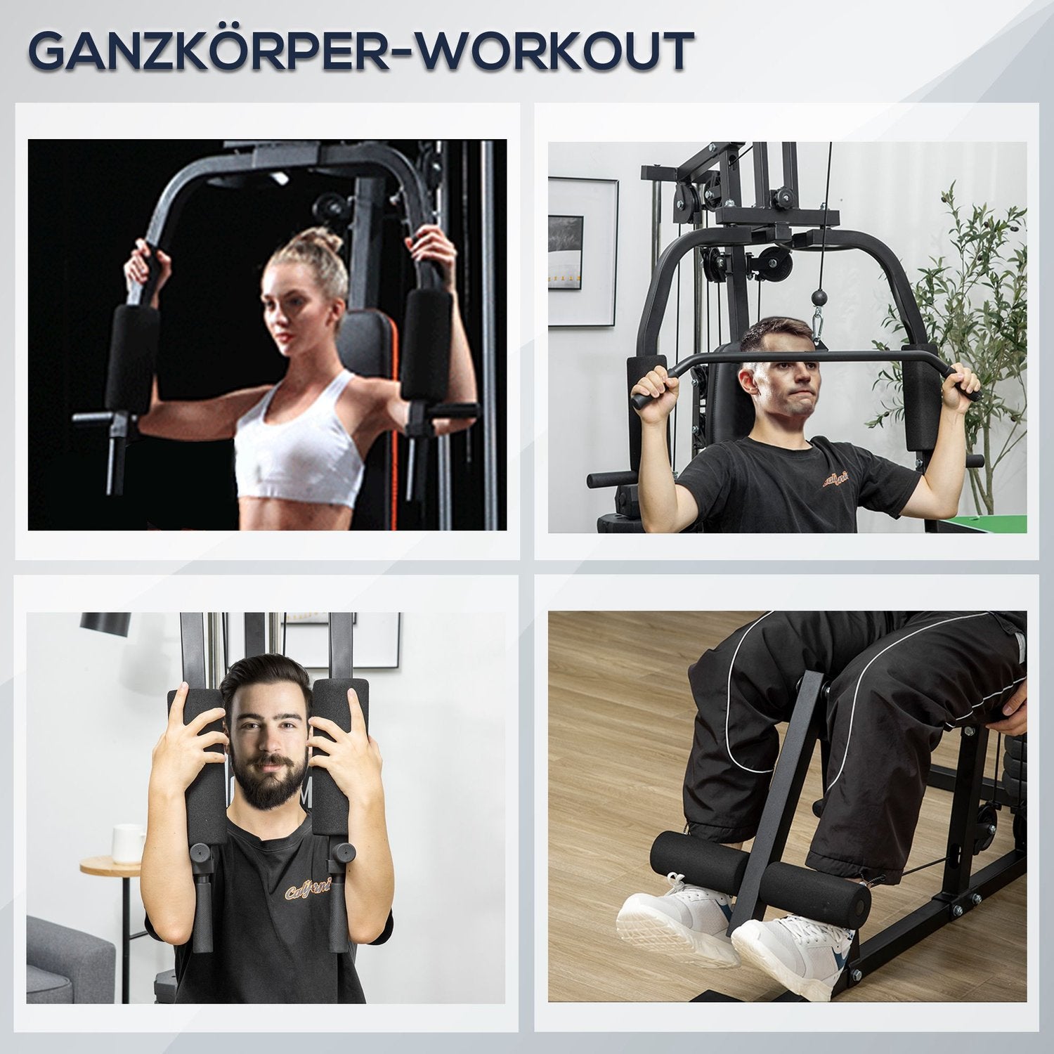 Multi-Gym Fitness Station med vikter och stoppning, svart