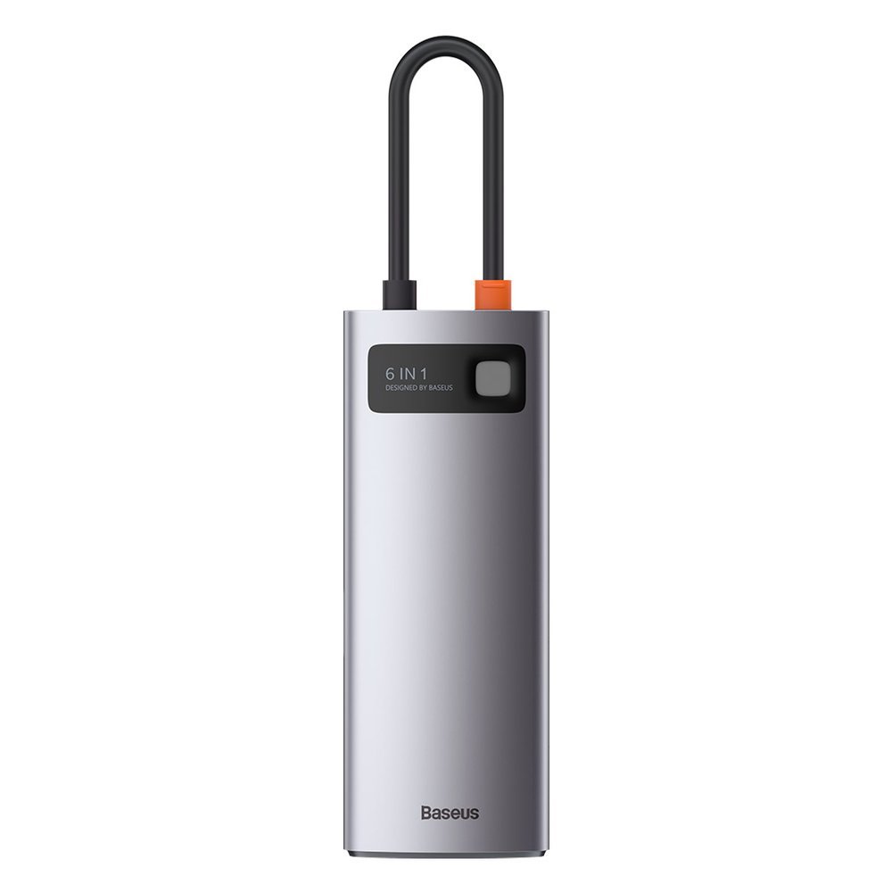 Multifunktionell 6-i-1 USB HUB USB-C PD HDMI 3x USB 3.2 RJ45 Grå
