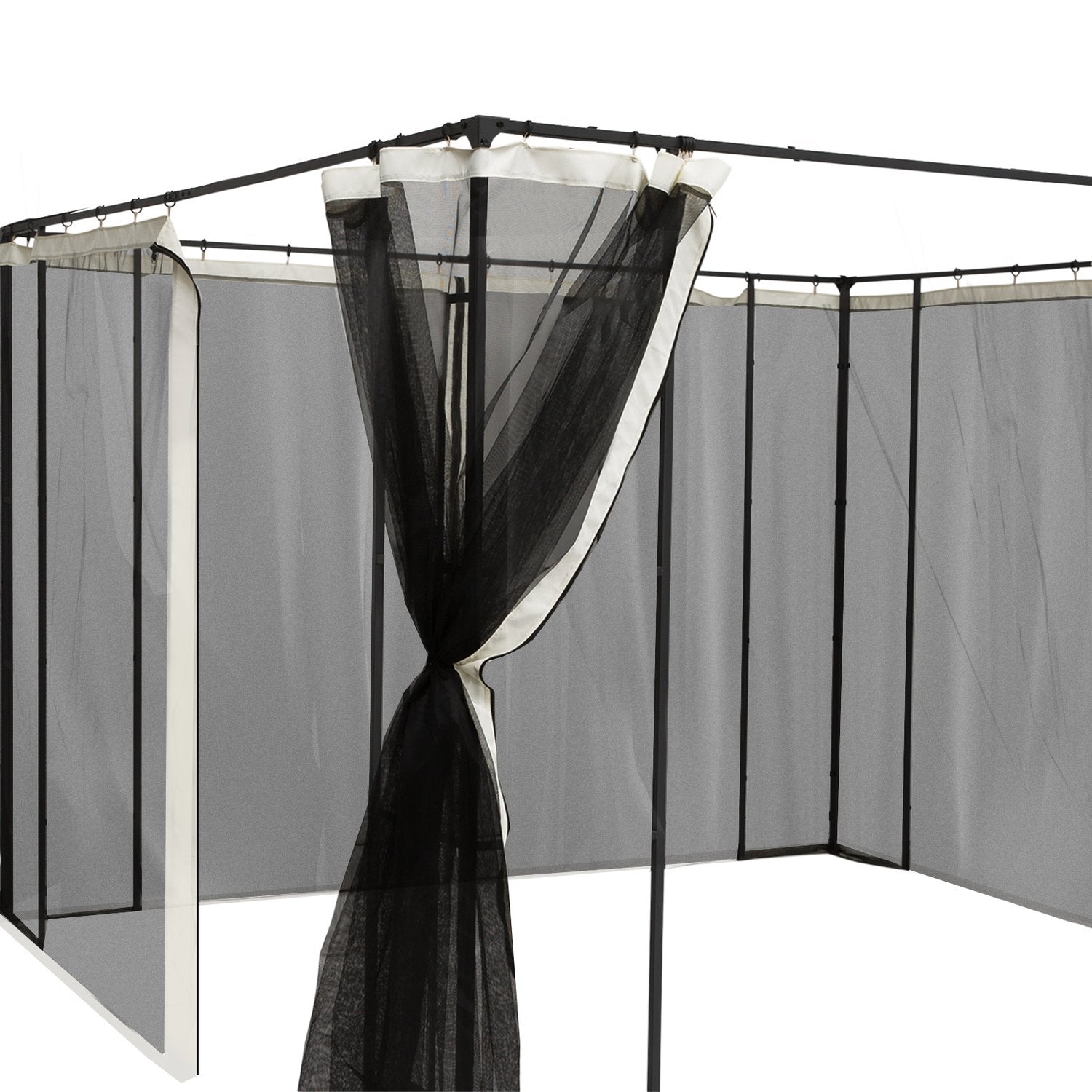 Myggnät för 3x4 Gazebo, 4 paneler, dragkedja, svart nylon
