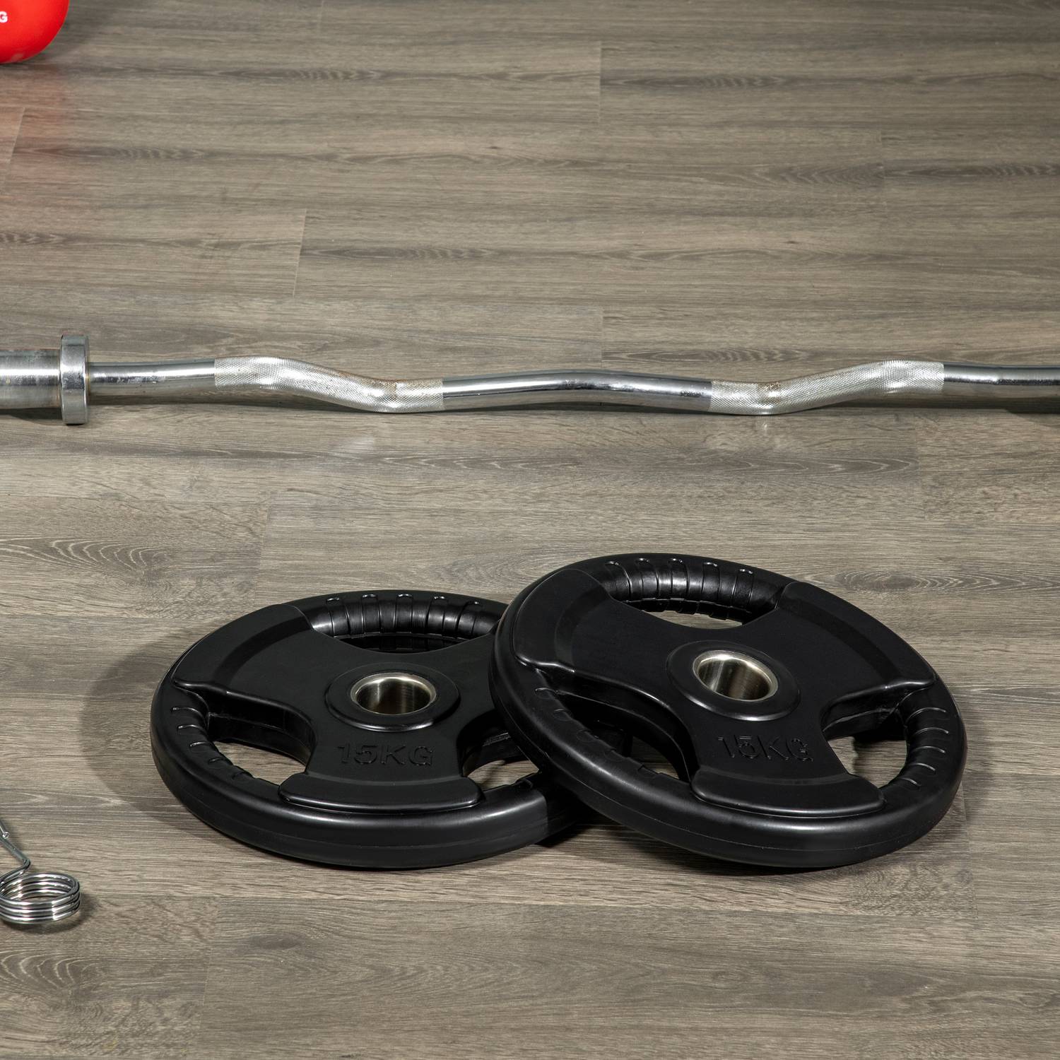 Olympic Tri-Grip viktskivor set, 2x15 kg, gummerad