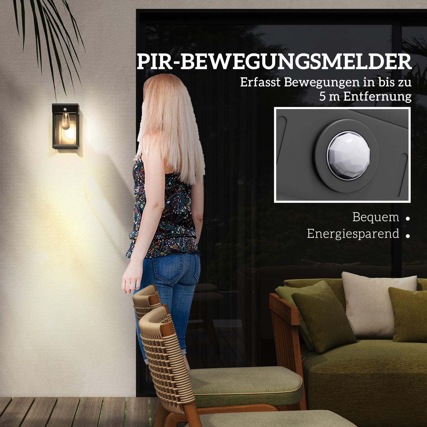 Outdoor Solar LED-vägglampa, varmvit, justerbar sensor