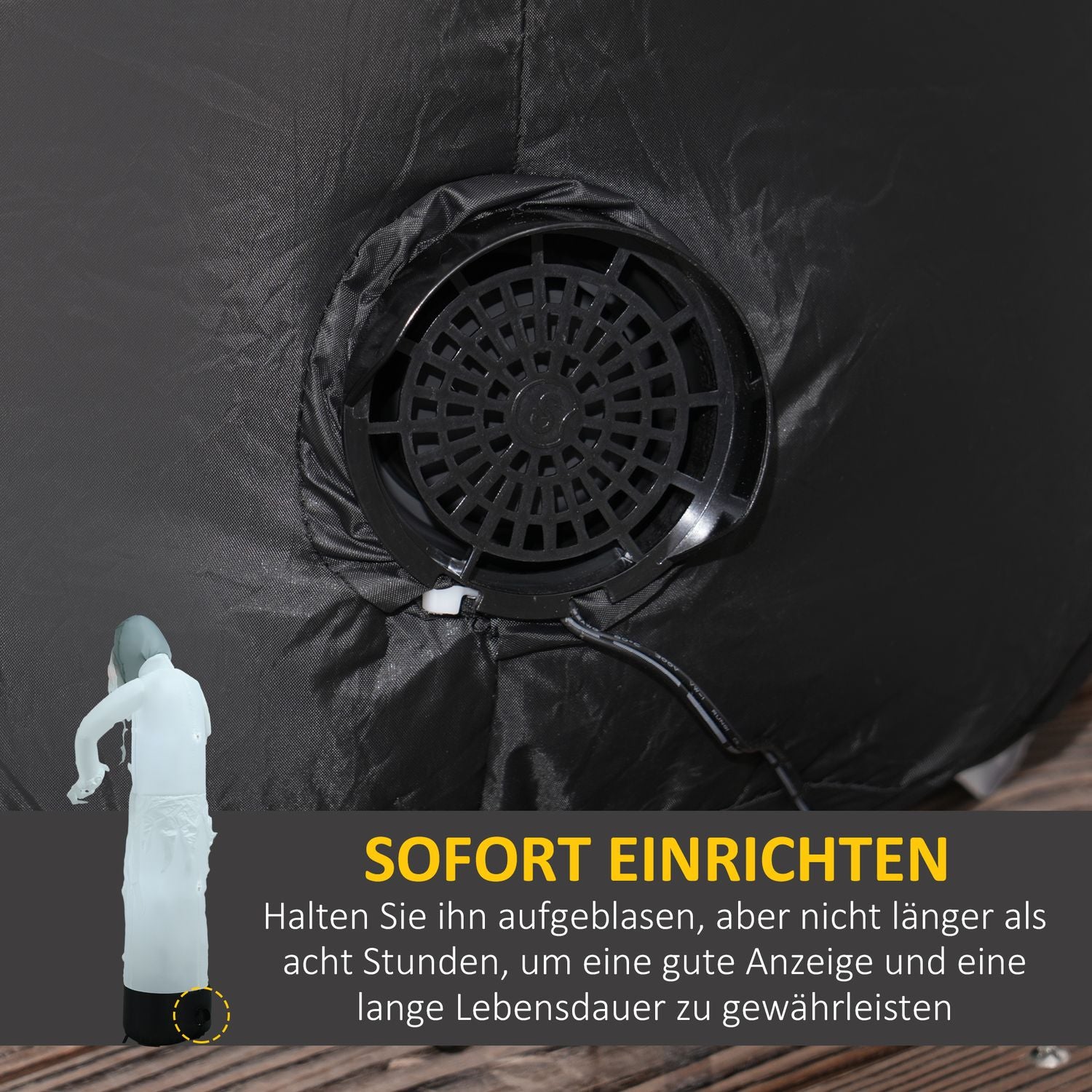 Uppblåsbar White Witch Halloween Dekor med LED-ljus