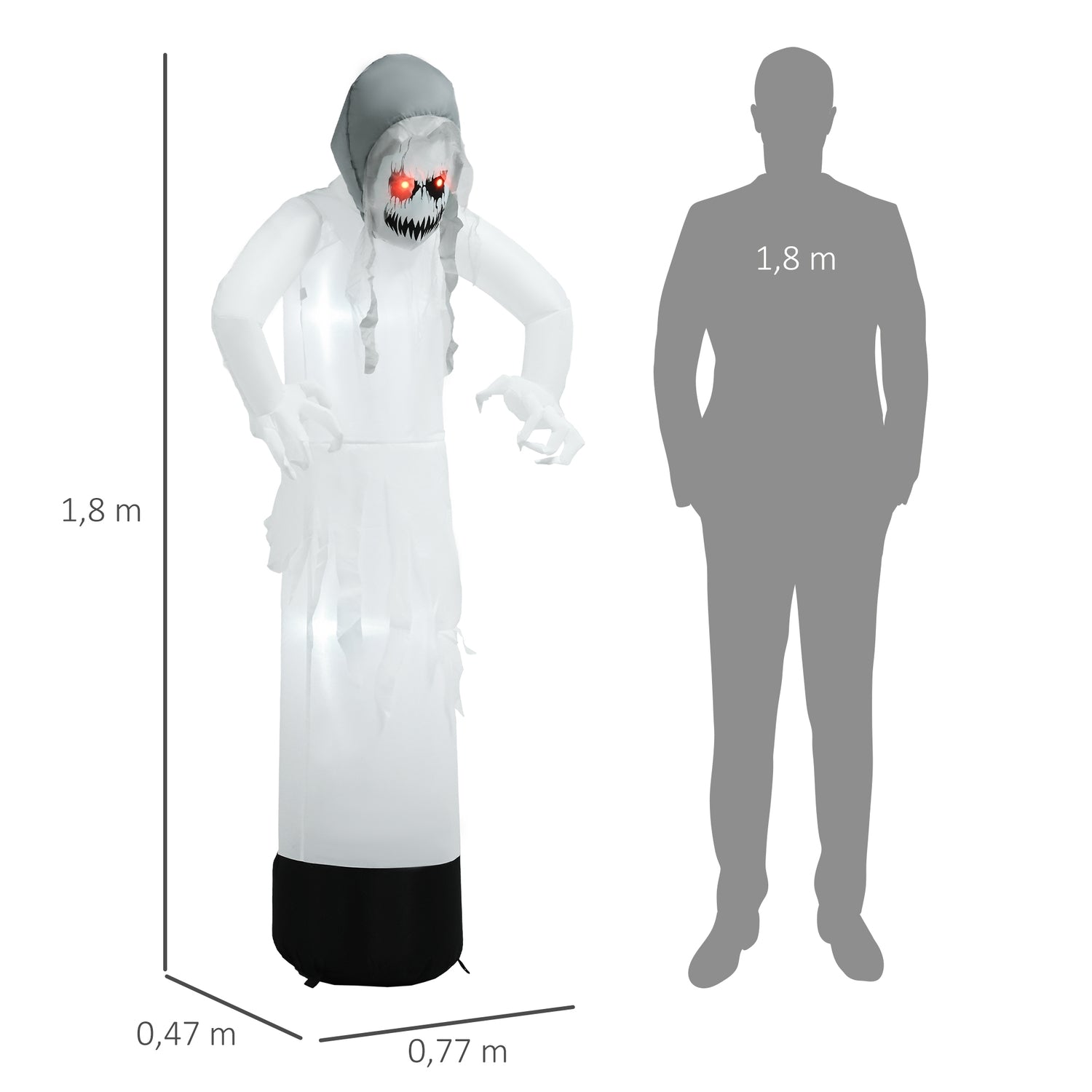 Uppblåsbar White Witch Halloween Dekor med LED-ljus